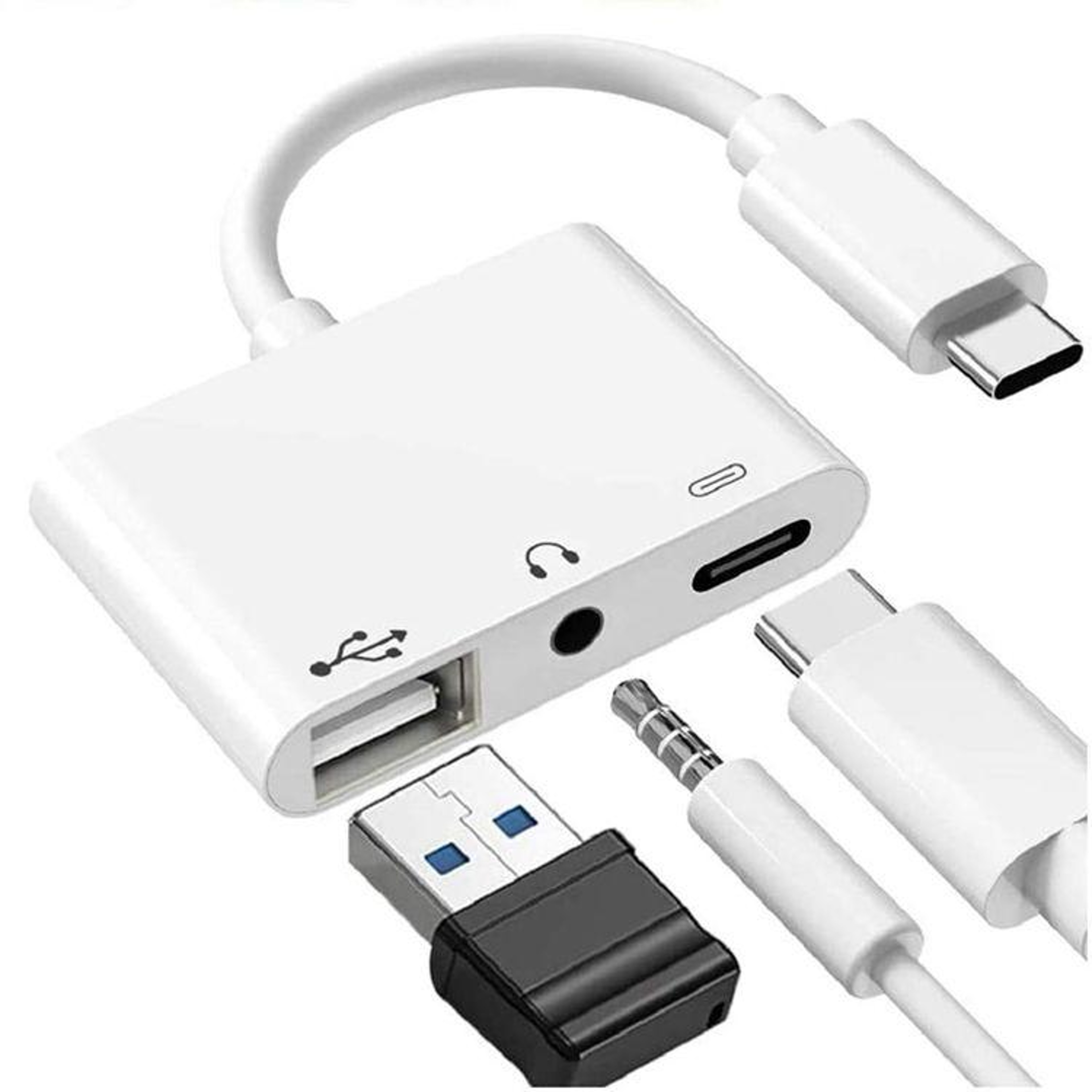 3 In 1 USB C OTG Adapter With 35mm Headphone Jack Fast Charging  USB Audio Splitter 0