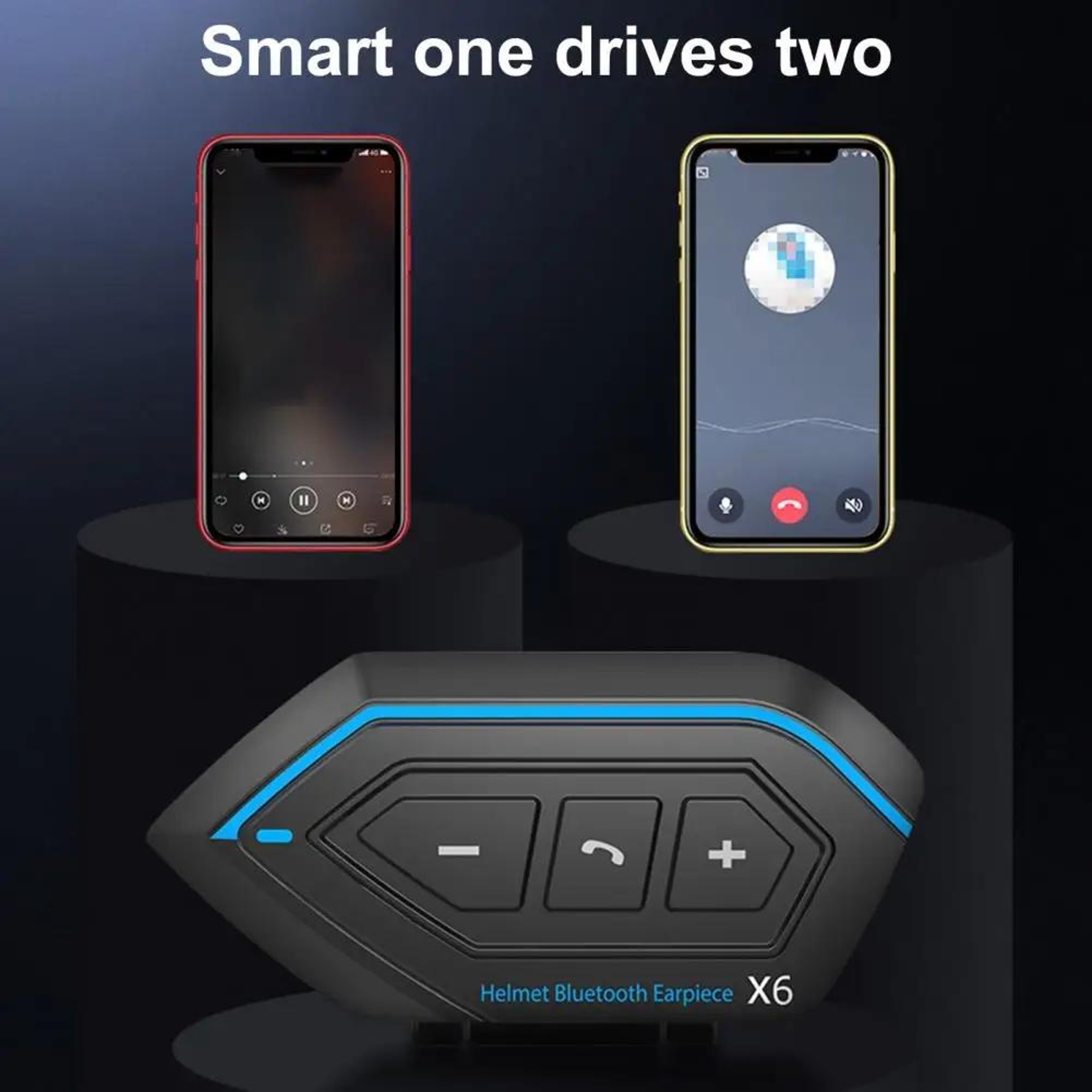 X6 Bluetooth Motorcycle Headset IP67 Waterproof Helmet Intercom With 50H Battery 3