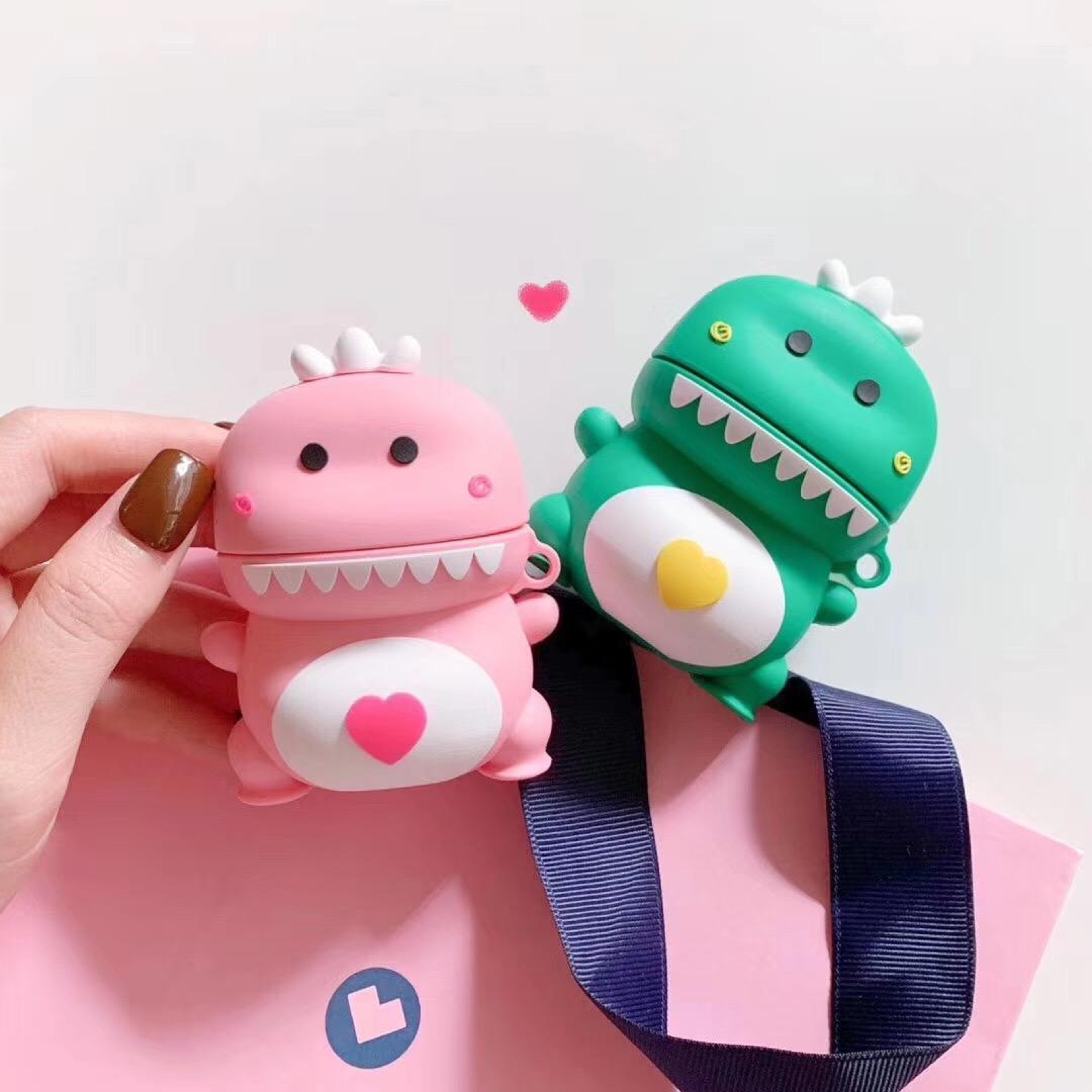 Dinosaur AirPods Case Holder With Strap For AirPods 1  2 Cute AirPods Case Cover For Couples 3