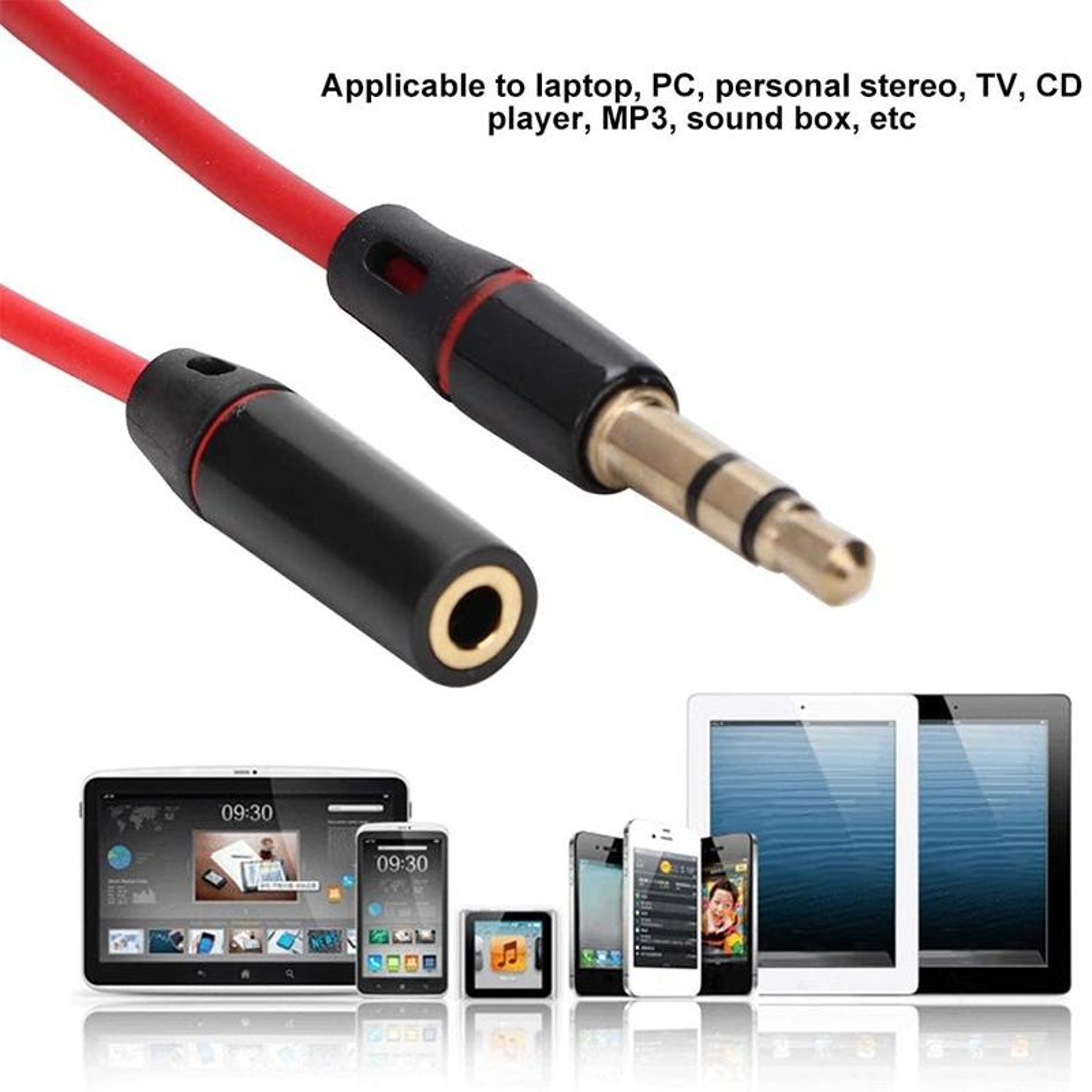 Universal 35mm AUX Extension Cable For Phones Headphones  Car Stereo 3