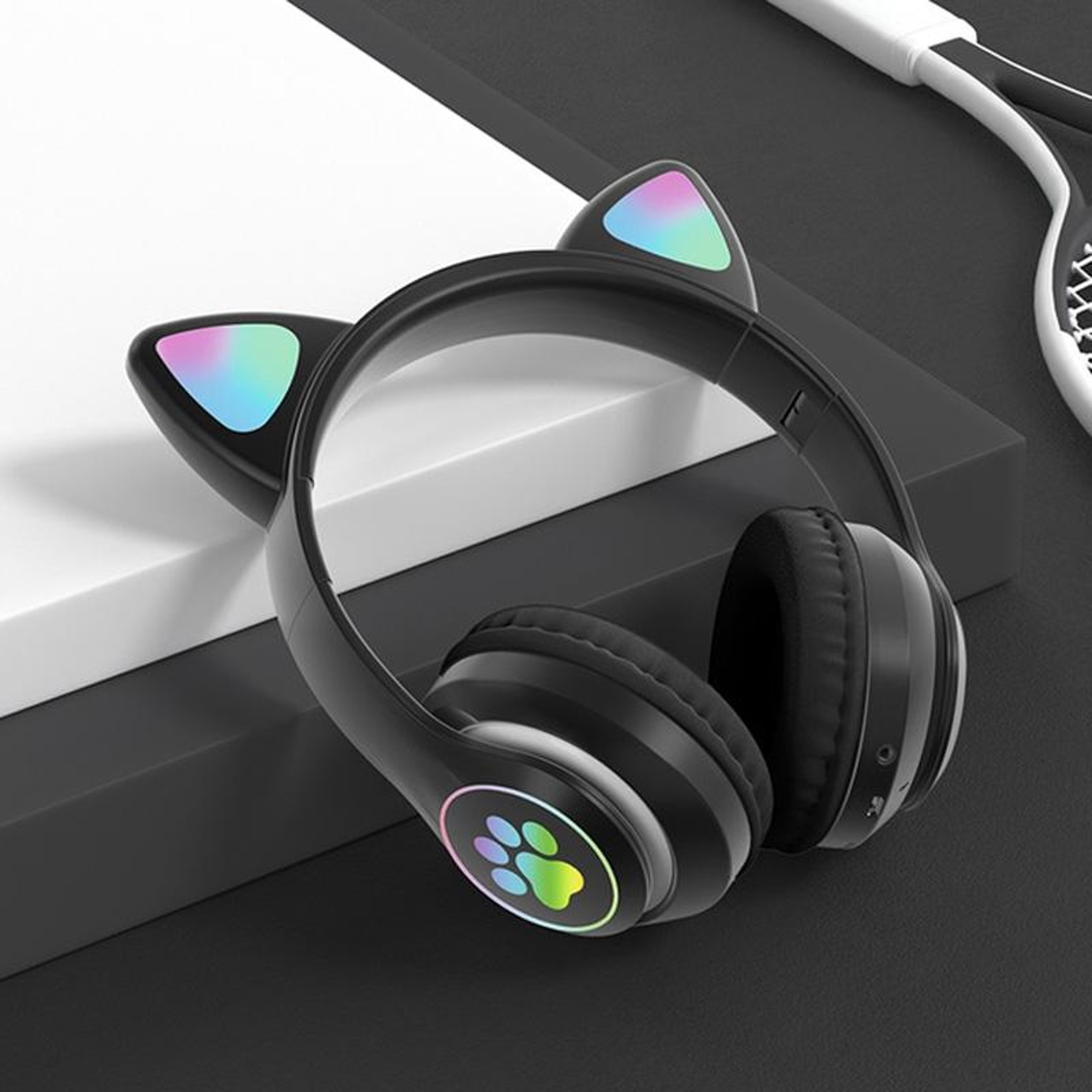 RGB Cat Ear Bluetooth Headphones With Mic TF Card  Wired Mode For Kids And Music Lovers 1