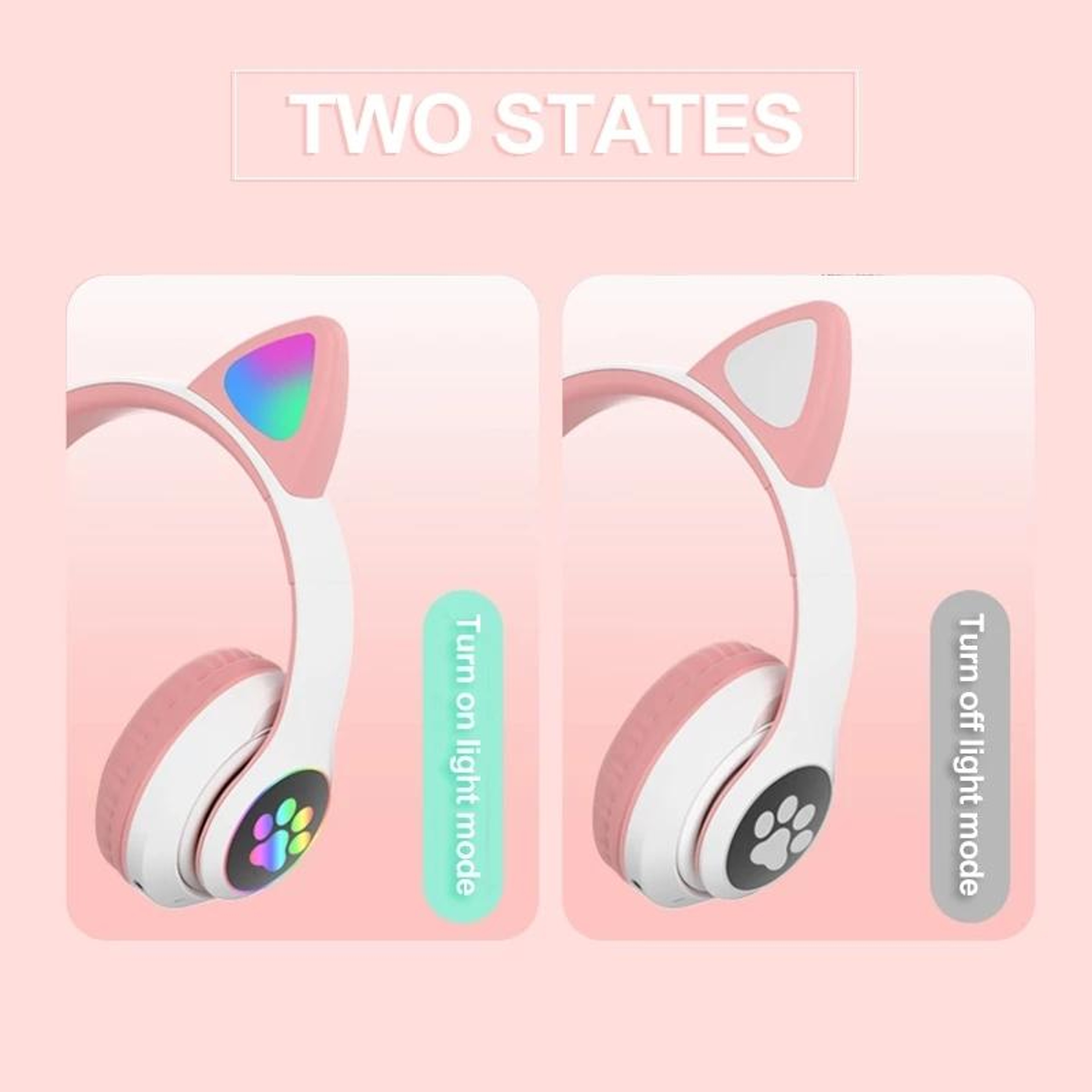 RGB Cat Ear Bluetooth Headphones With Mic TF Card  Wired Mode For Kids And Music Lovers 14