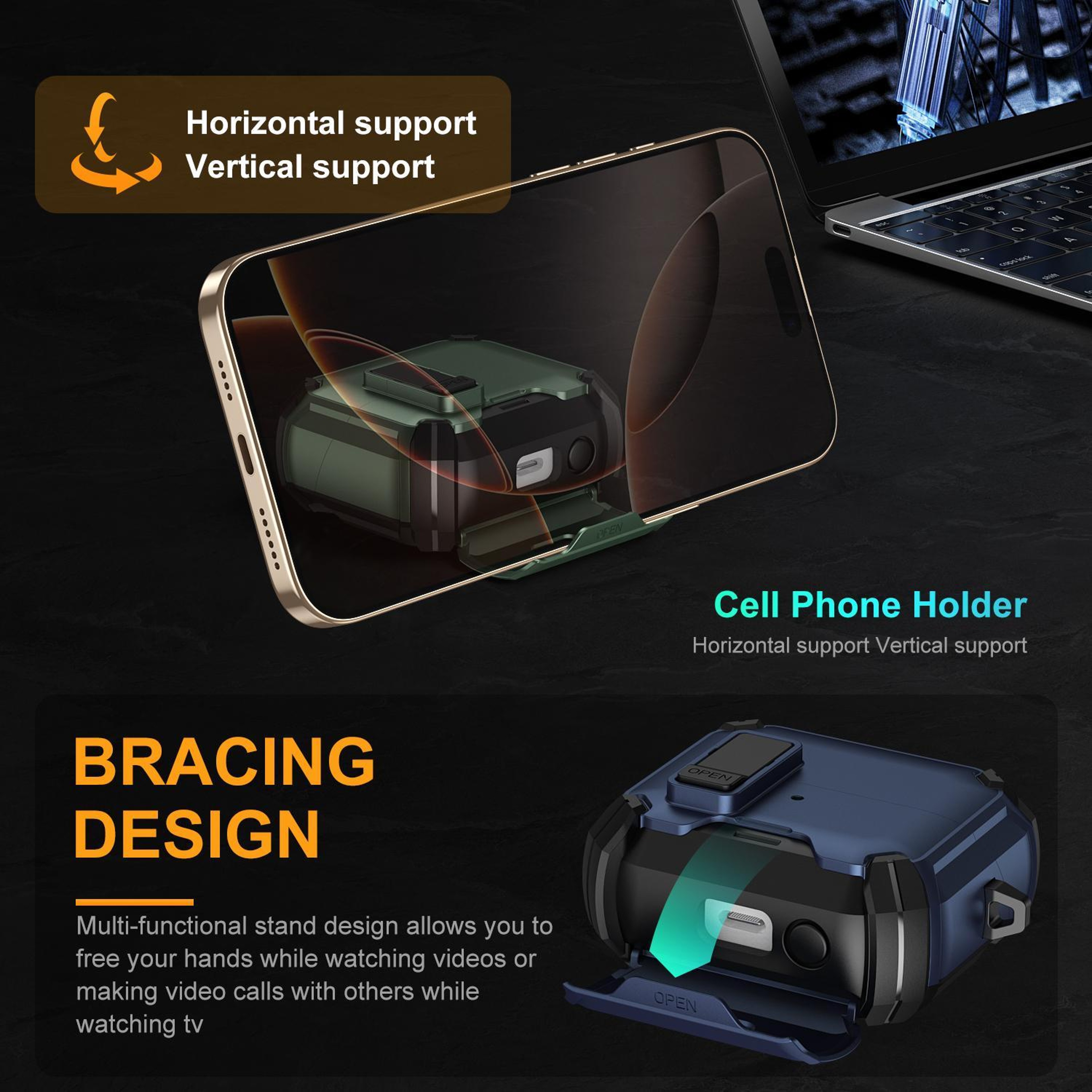 MagSafe Lock Case For Galaxy Buds 3 Pro With Carabiner  Magnetic Stand 12