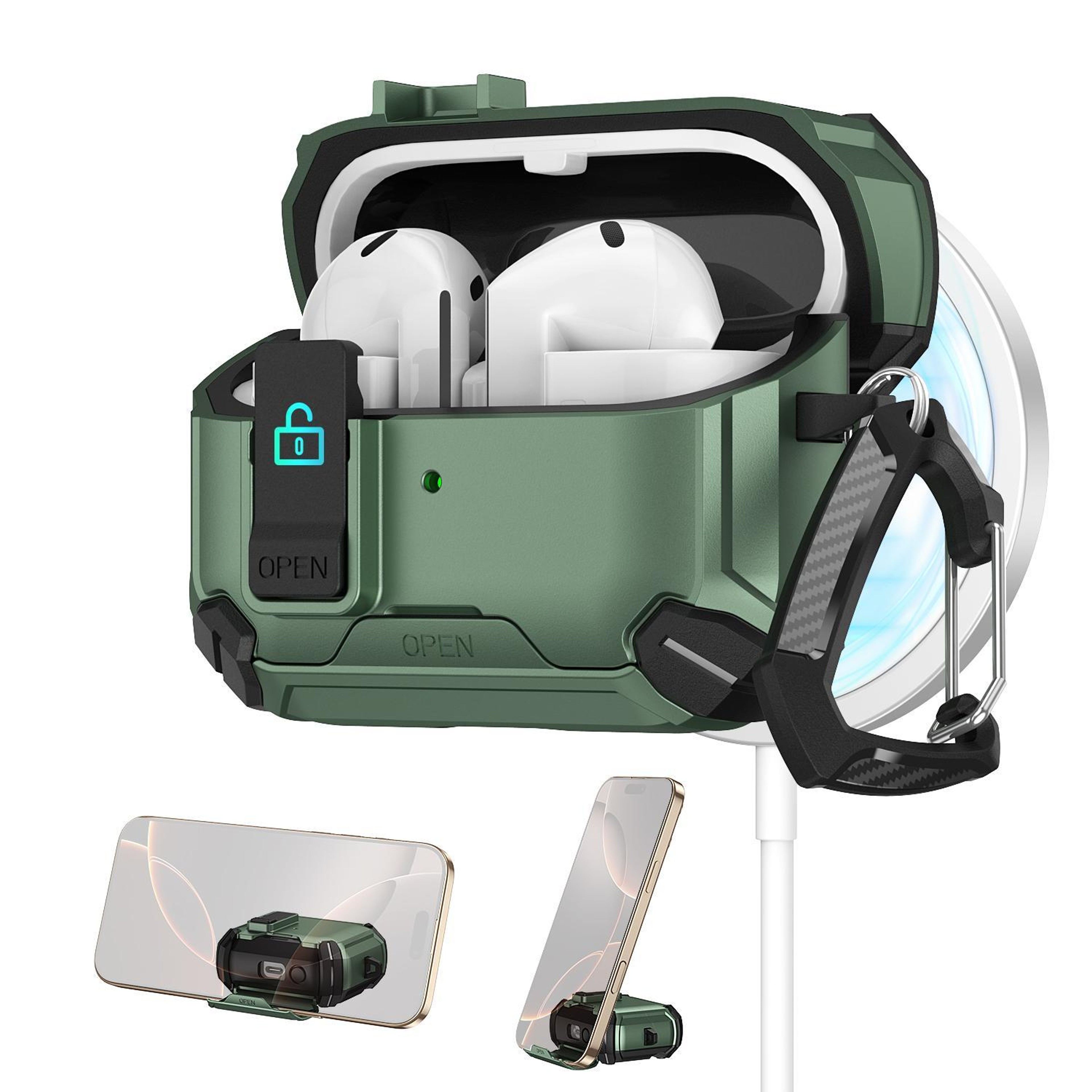 MagSafe Lock Case For Galaxy Buds 3 Pro With Carabiner  Magnetic Stand 11