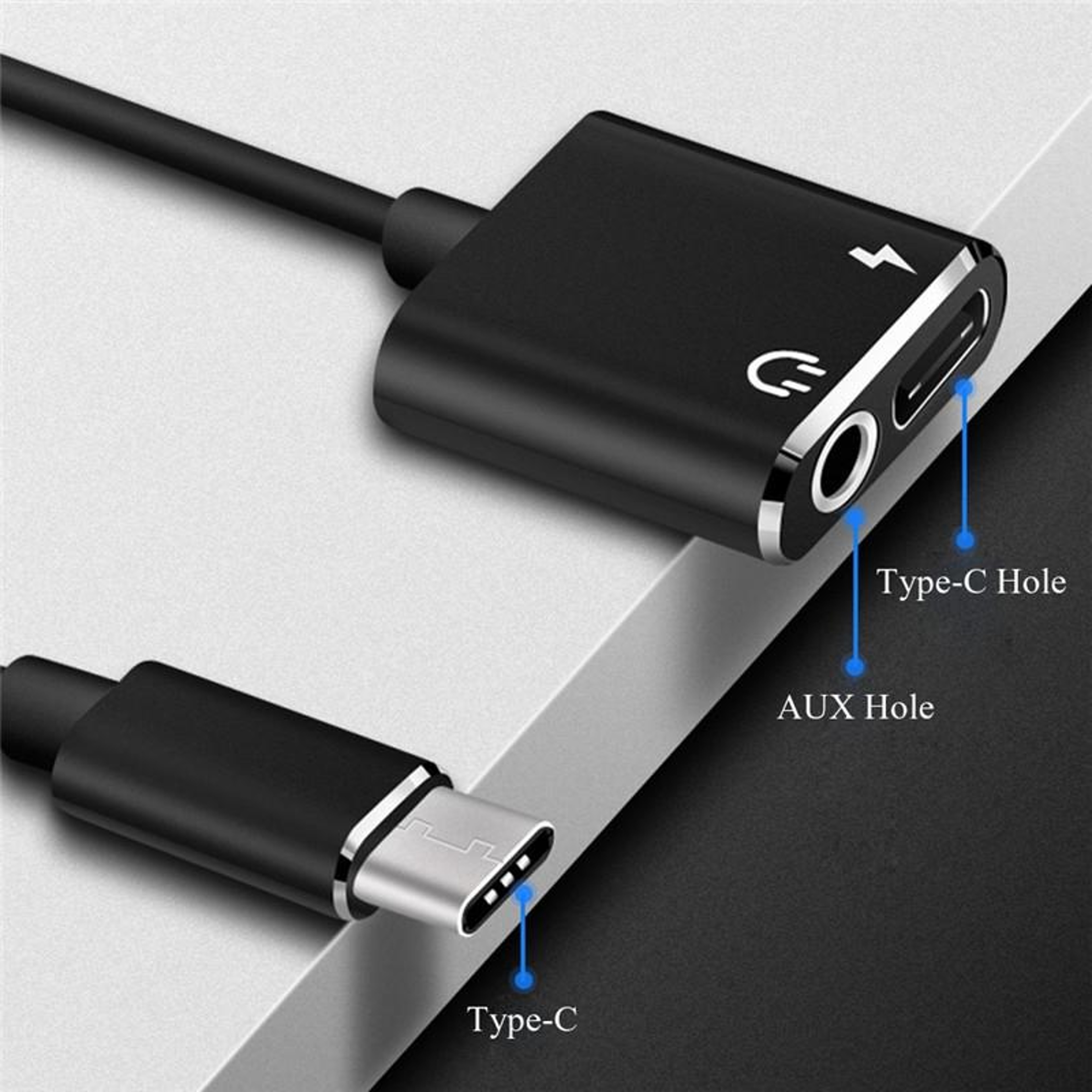 2 In 1 USB C To 35mm Audio Adapter With Fast Charging For Type C Phones 8