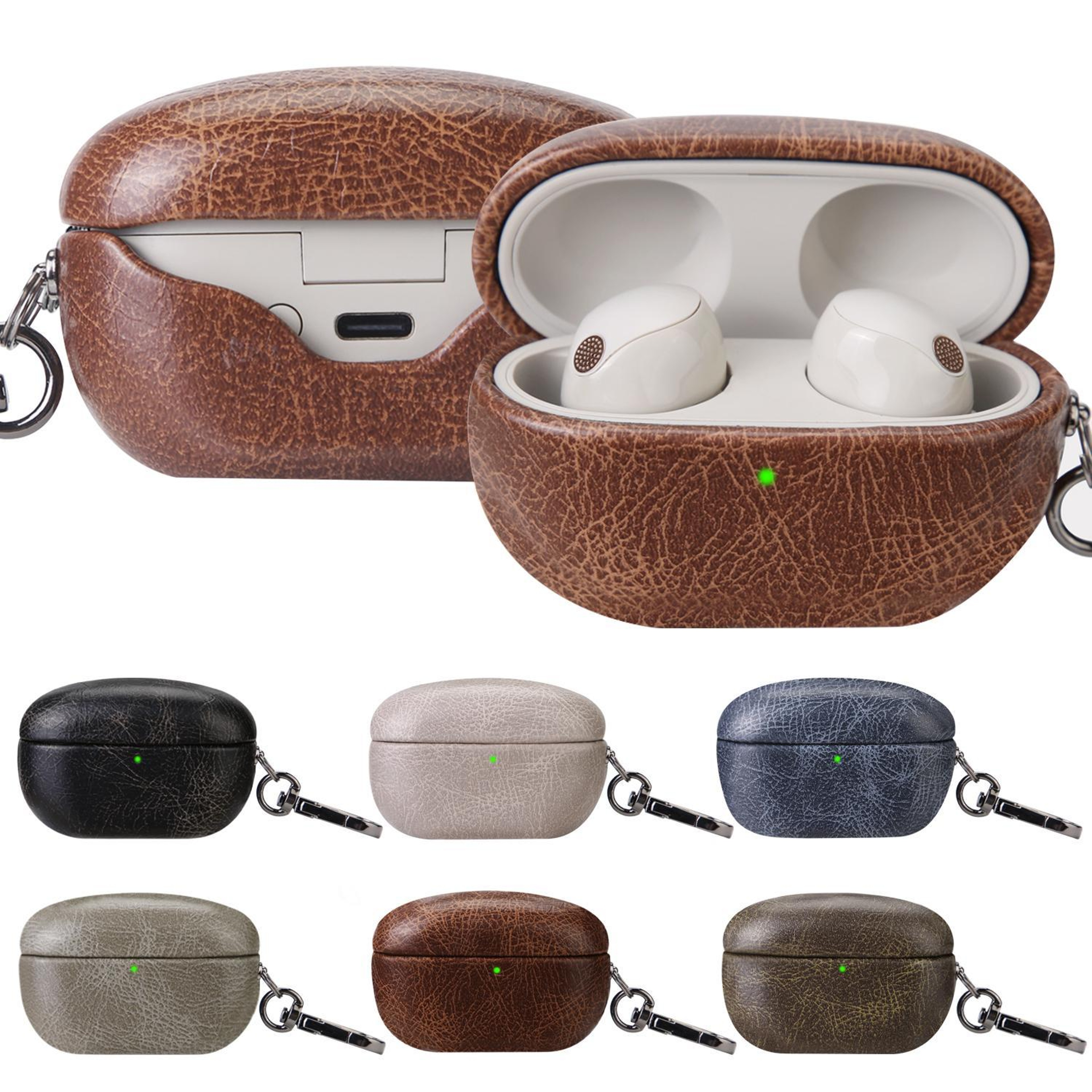 Retro Crazy Horse Leather Case For Sony WF 1000XM5 Wireless Earbuds 0