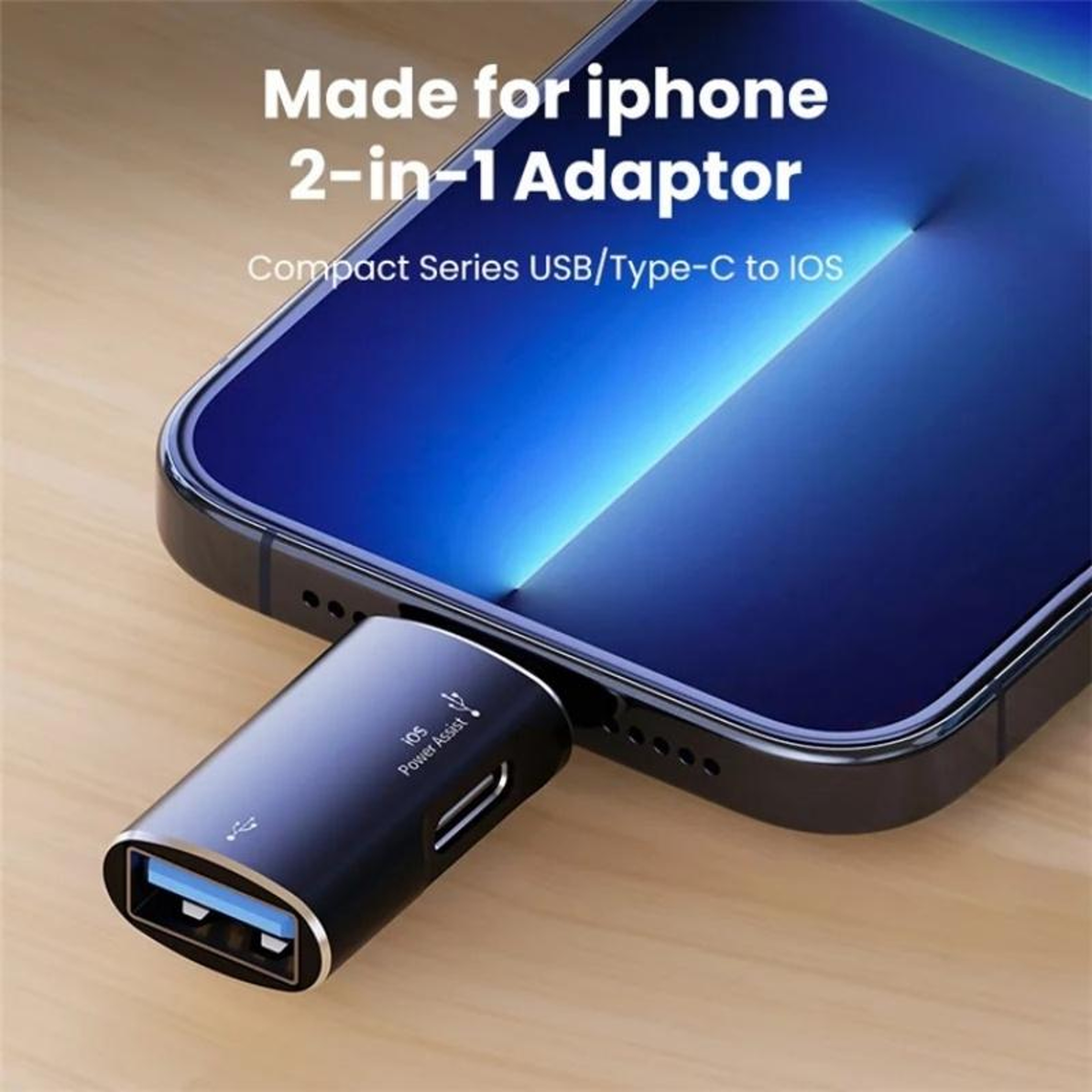 8 Pin To USB C OTG Audio Adapter With USB Flash Drive Support 2