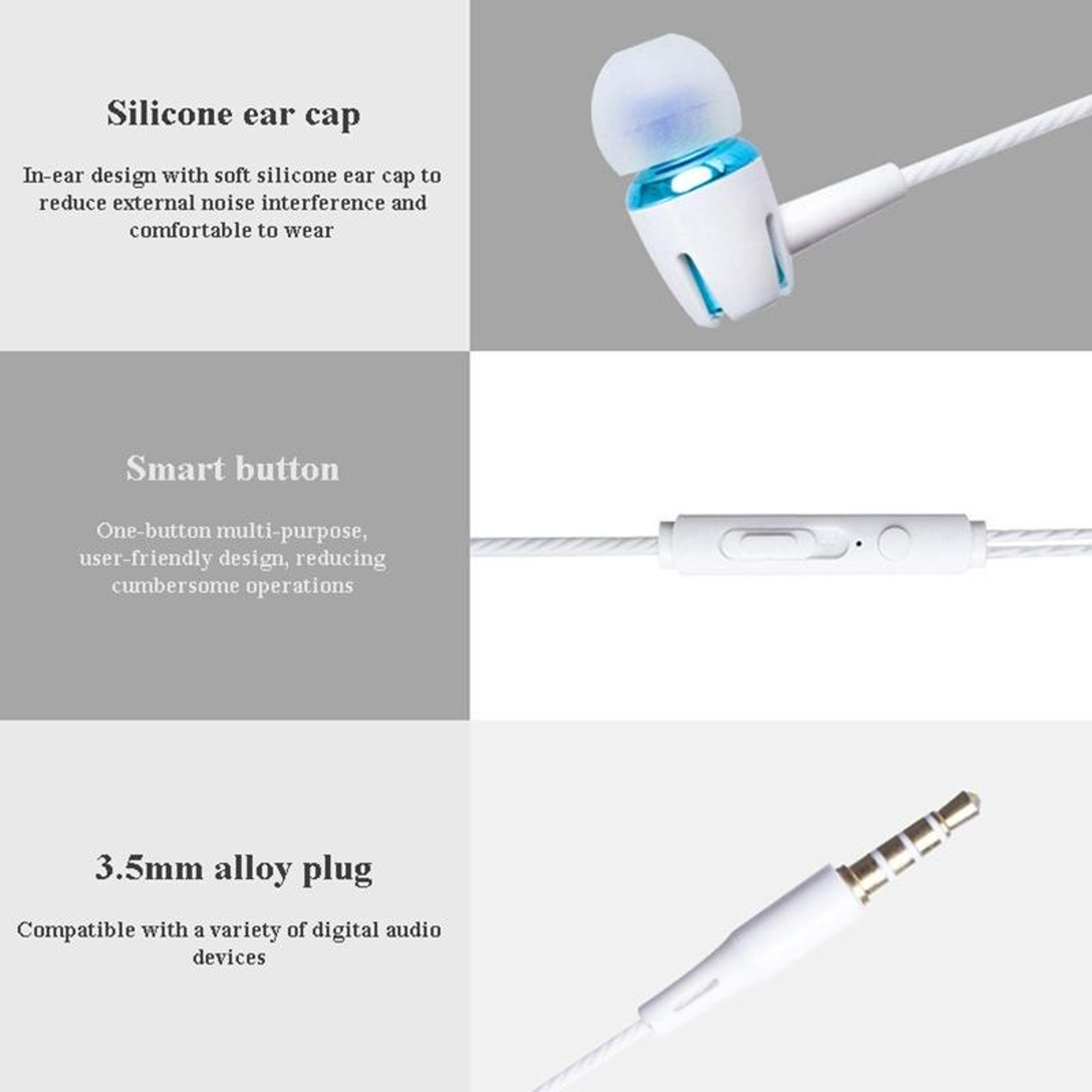 Metal Bass Wired Earbuds With Mic And Volume Control For Smartphones 3