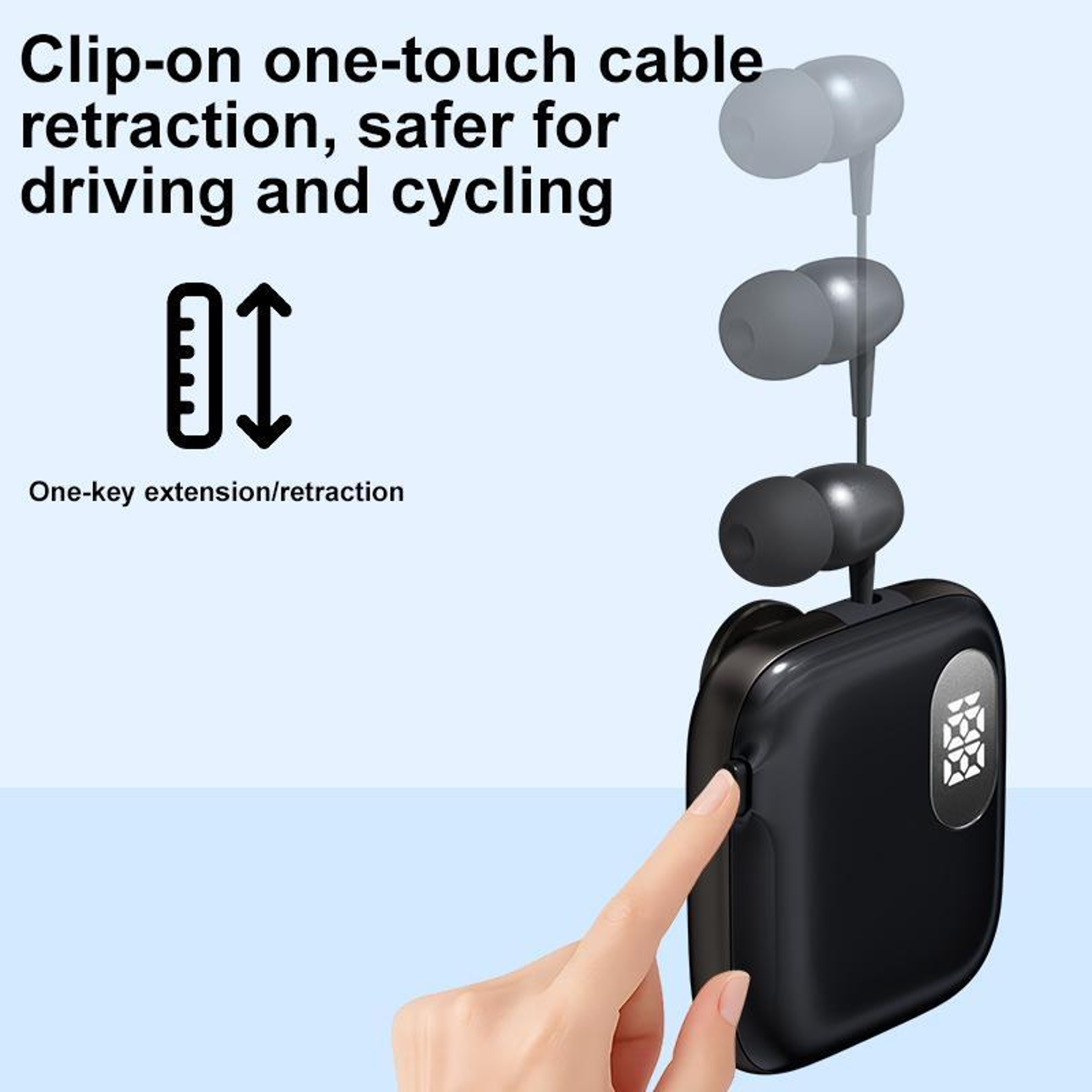 AI Voice Control Bluetooth Earphone With LED Display  Retractable Cable 12