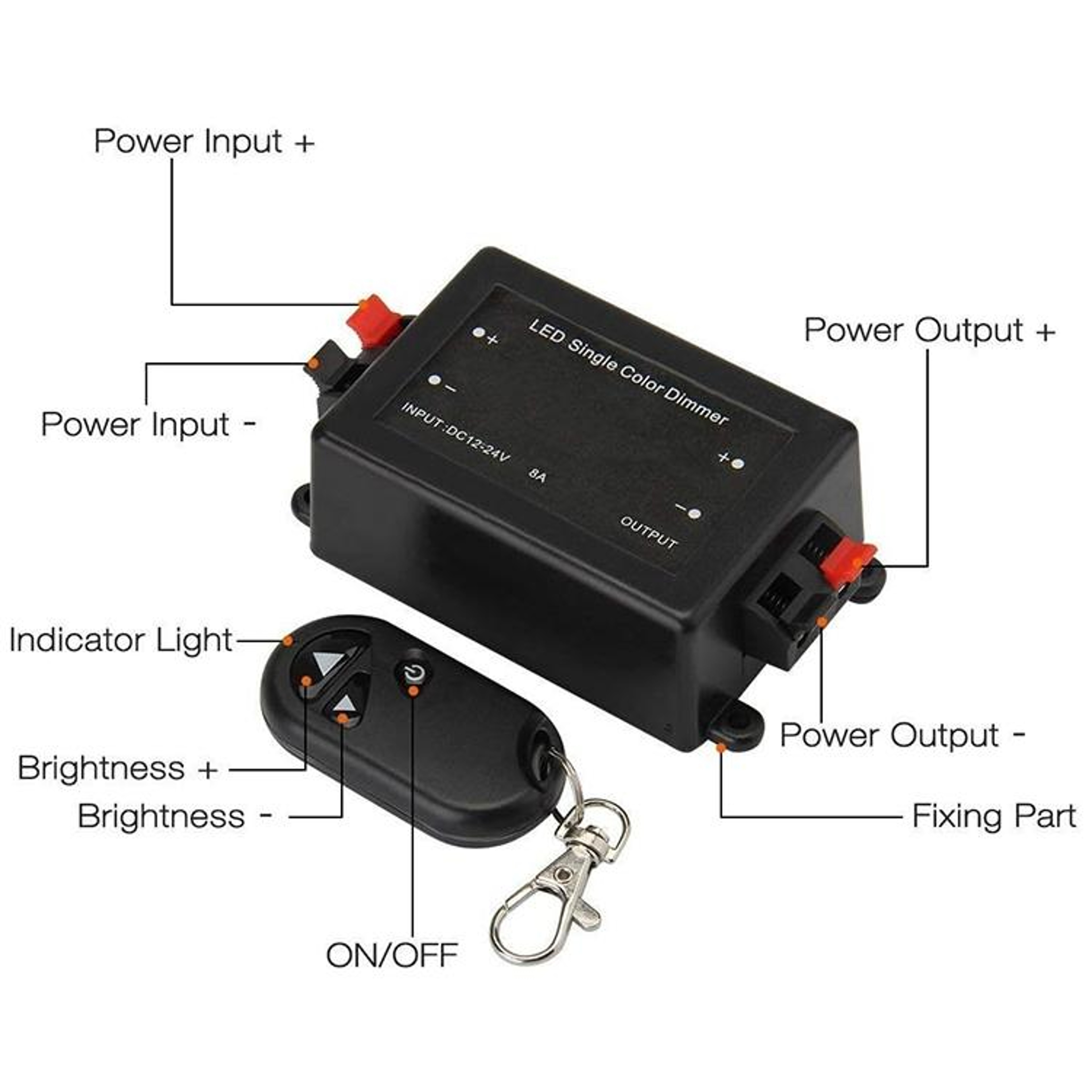 Smart RF LED Dimmer Controller With Wireless Remote For 12V Single Color Strip Lights 1