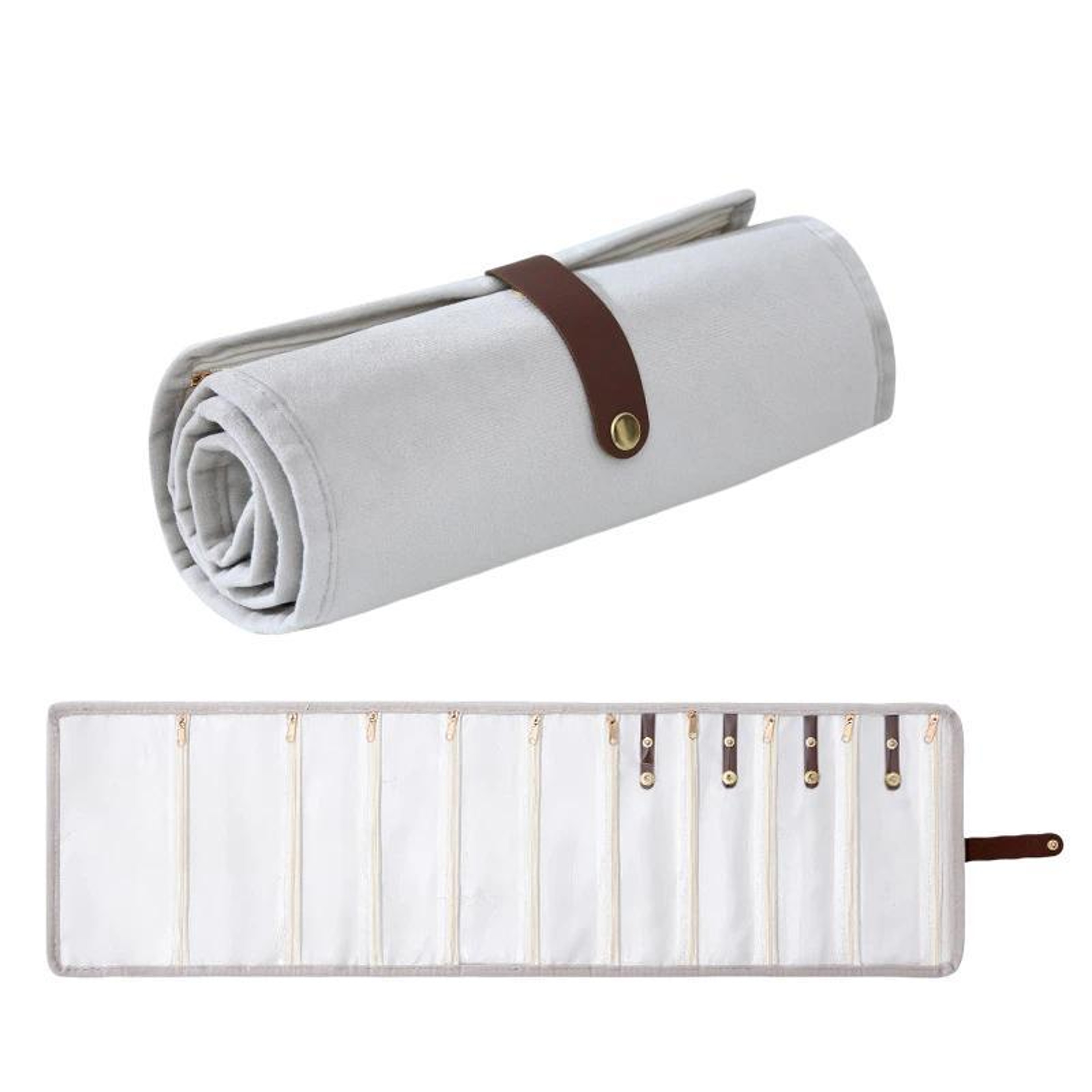 Luxury Velvet Jewelry Organizer Roll Travel Case For Necklaces Bracelets  Accessories 0