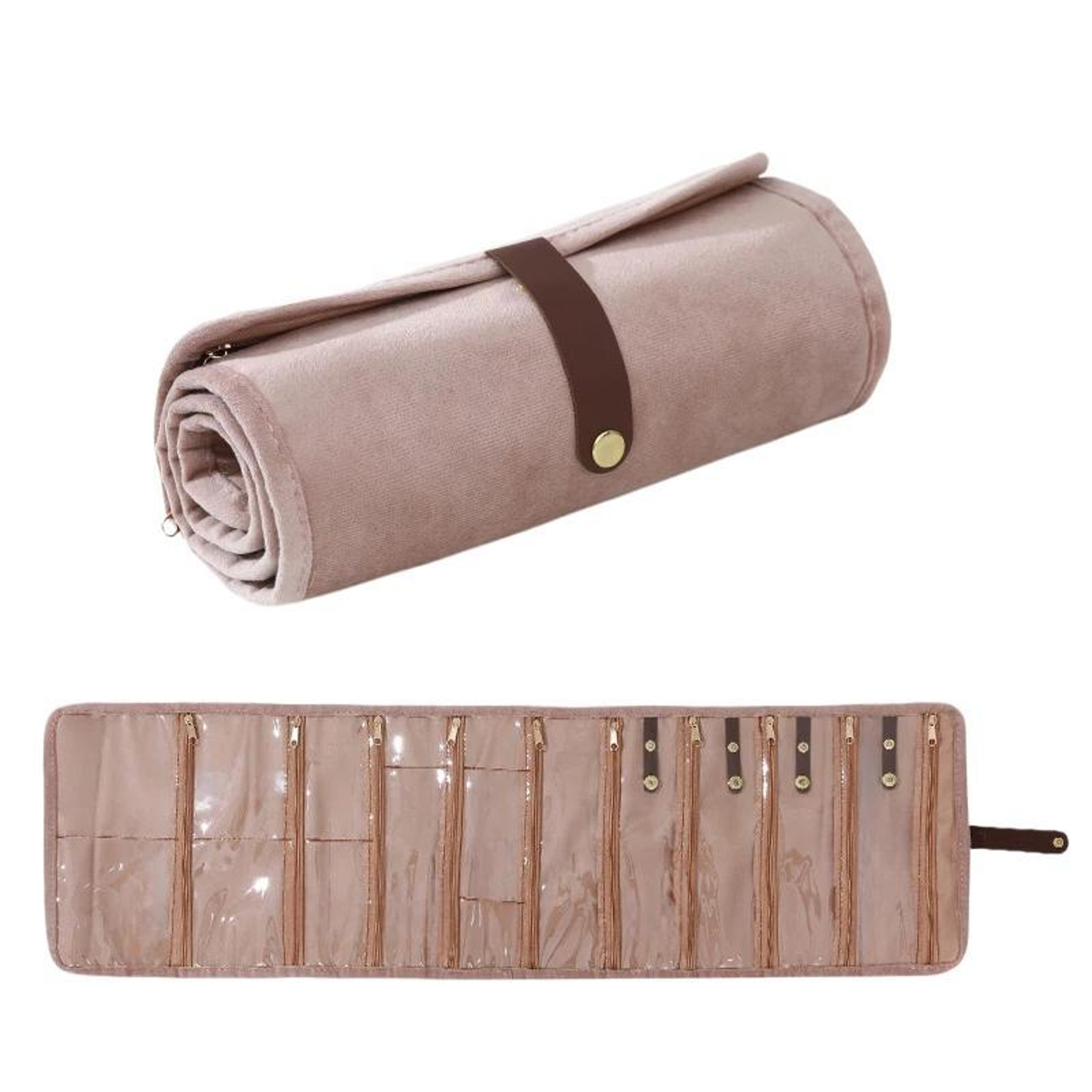 Luxury Velvet Jewelry Organizer Roll Travel Case For Necklaces Bracelets  Accessories 3