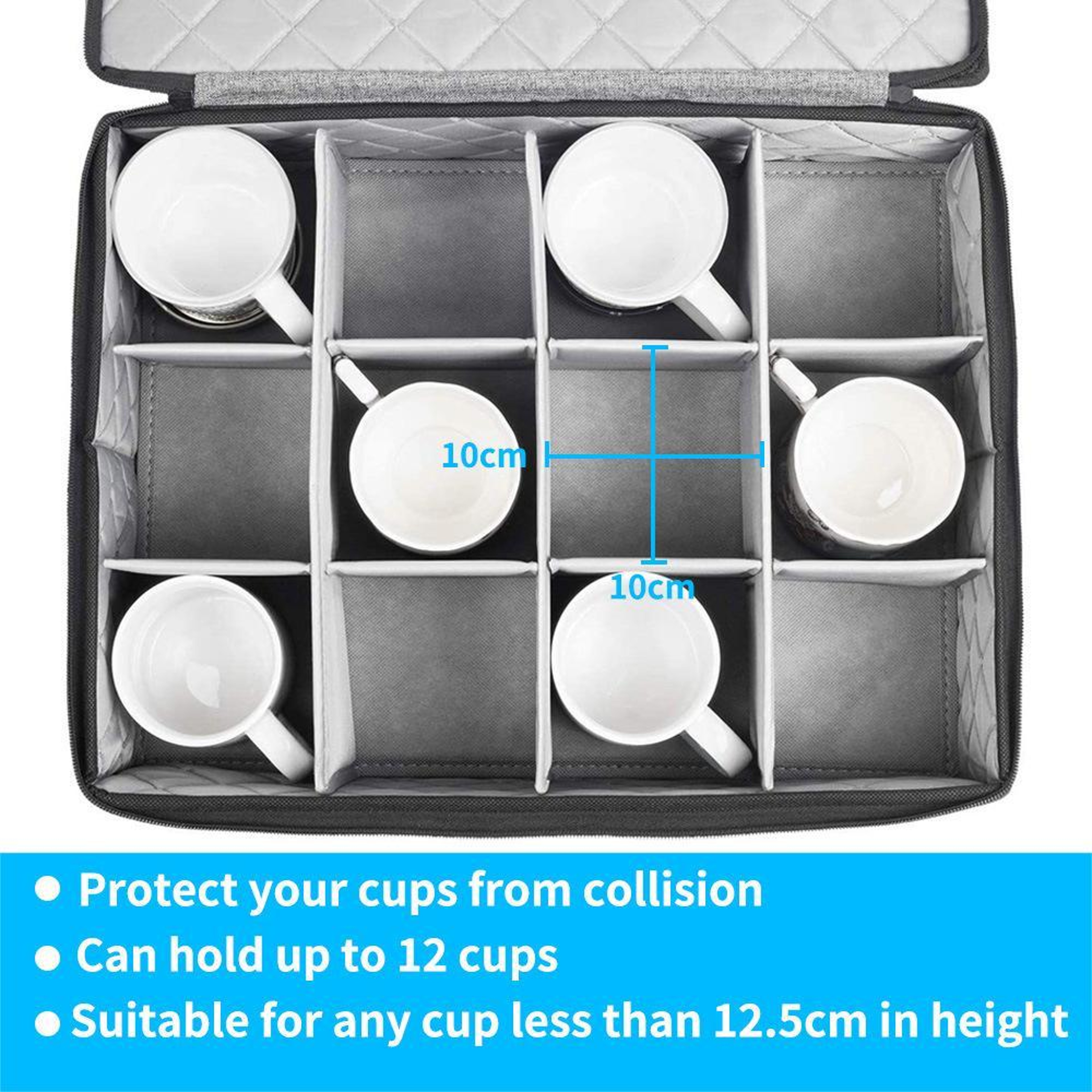 Stackable Coffee Mug Storage Box With 12 Compartments  Clear Window Lid 1