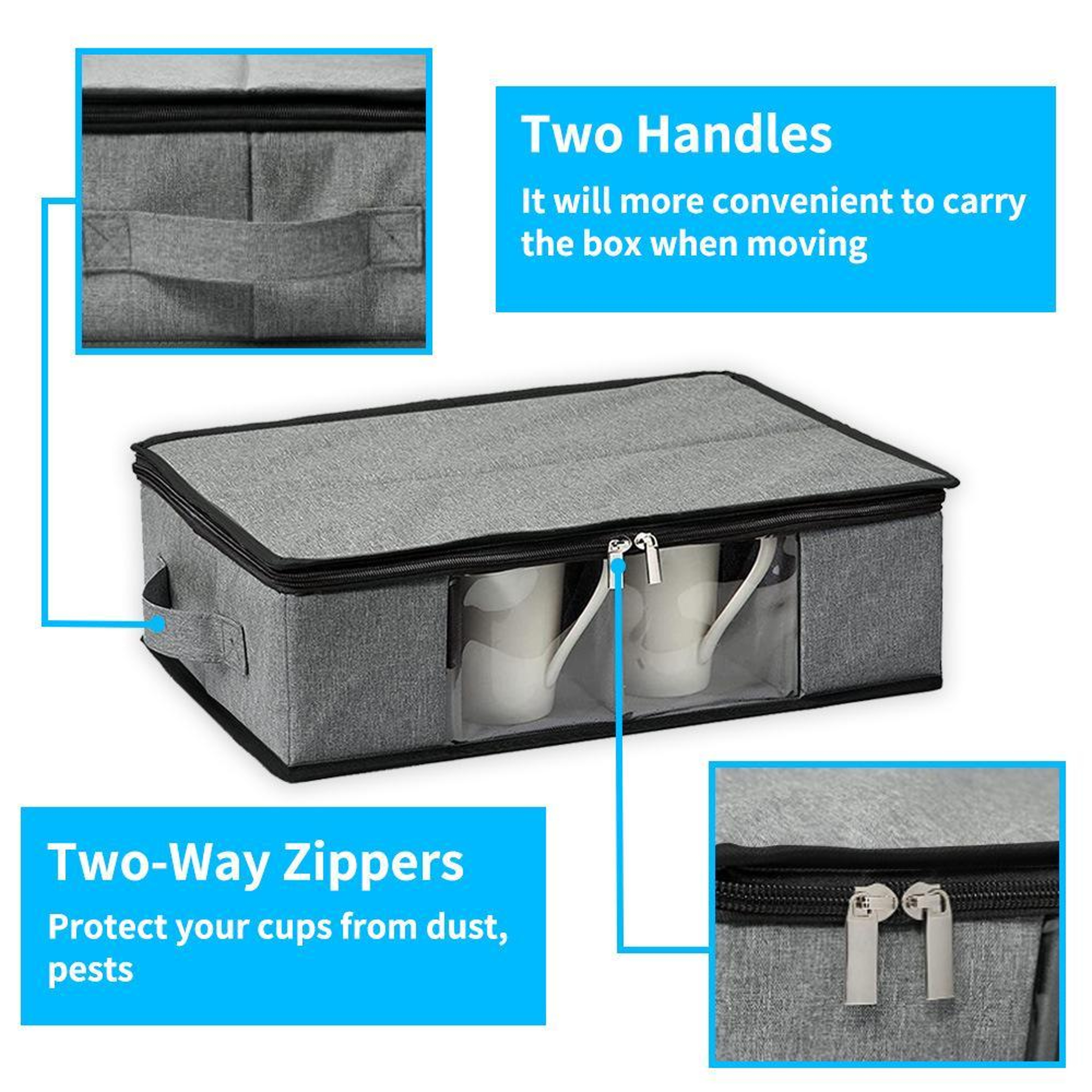 Stackable Coffee Mug Storage Box With 12 Compartments  Clear Window Lid 2