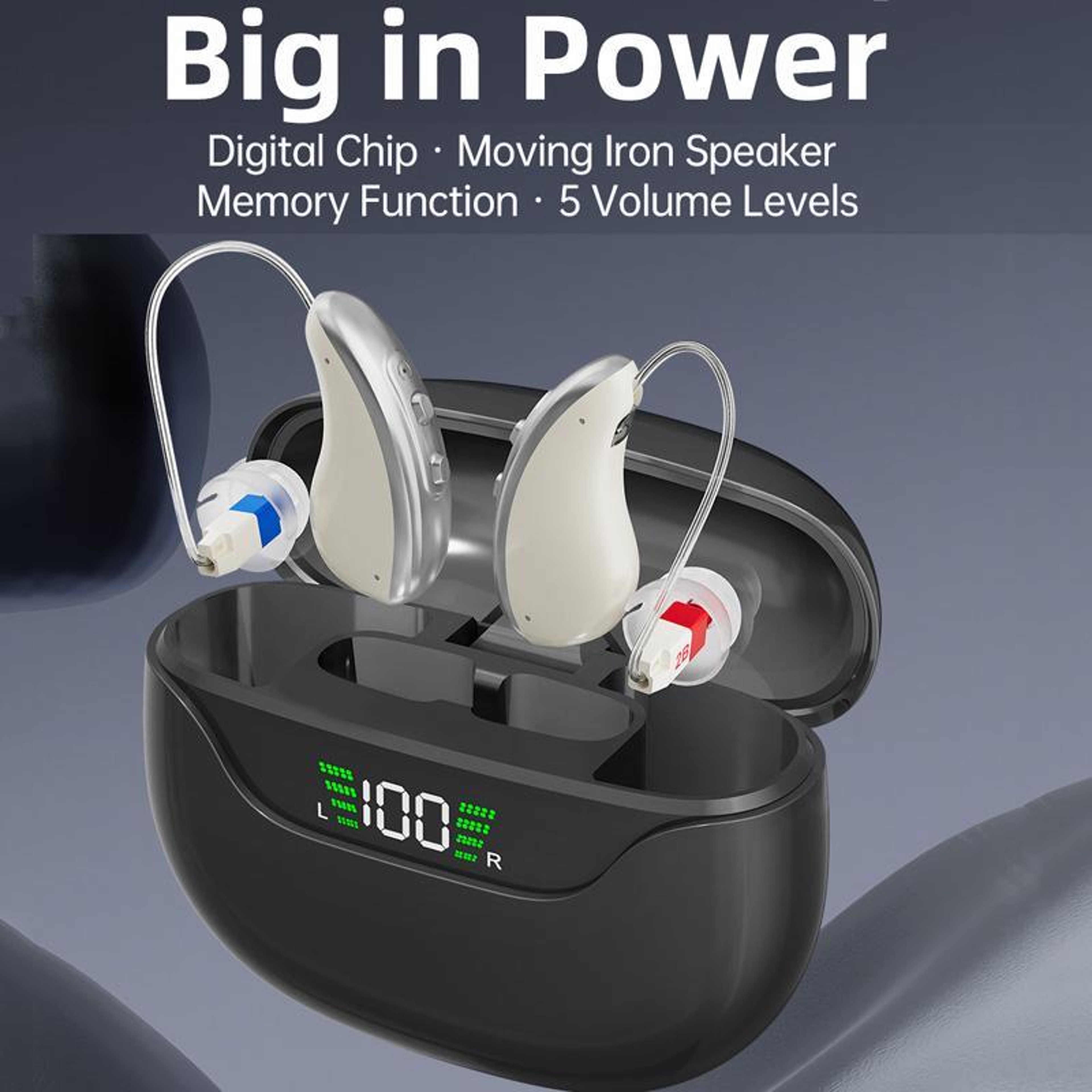 Smart 16 Channel Digital Hearing Aids With Noise Reduction  LED Charging Case 1