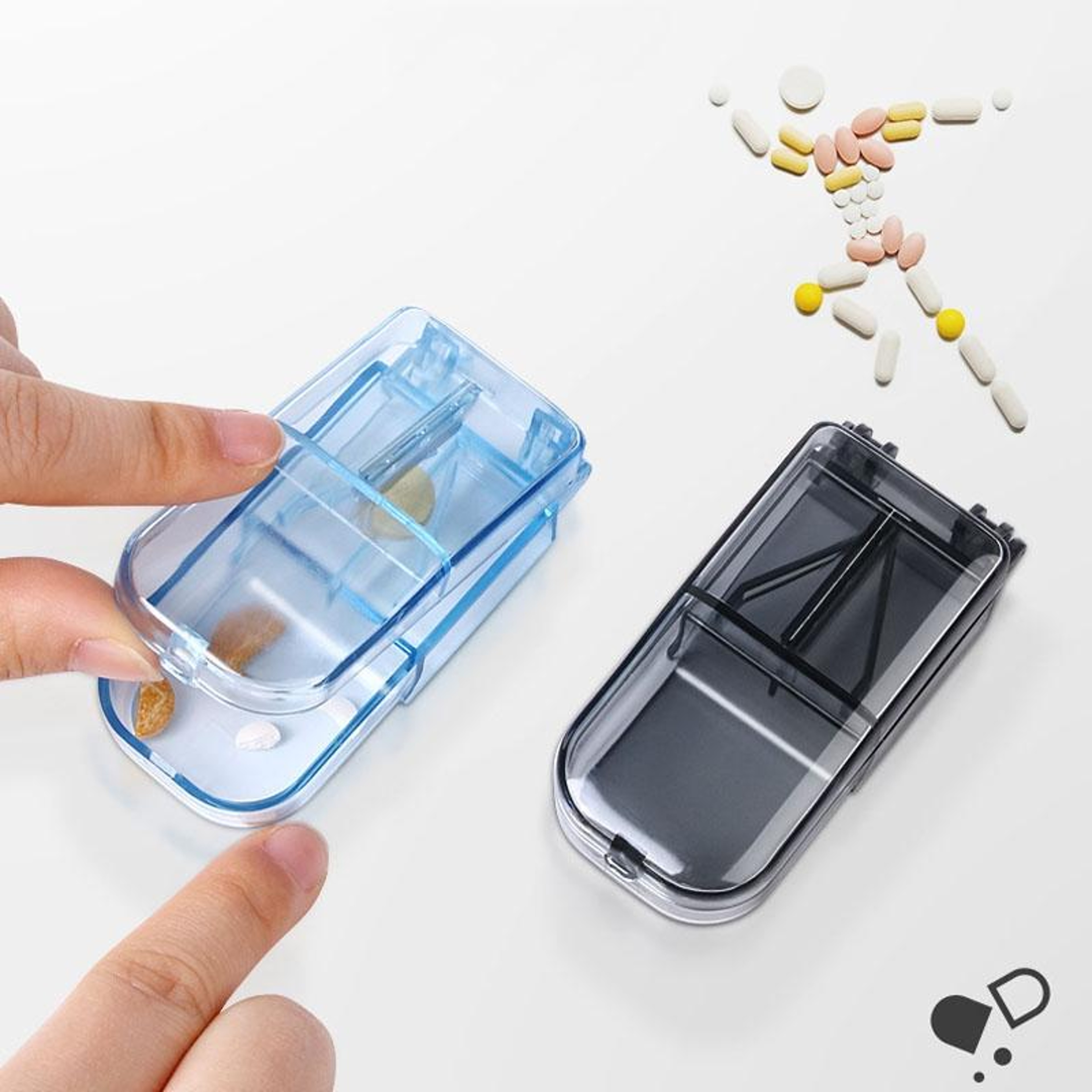 2 Pack Pill Cutter With Storage Case Portable Tablet Splitter For Vitamins  Medication 0