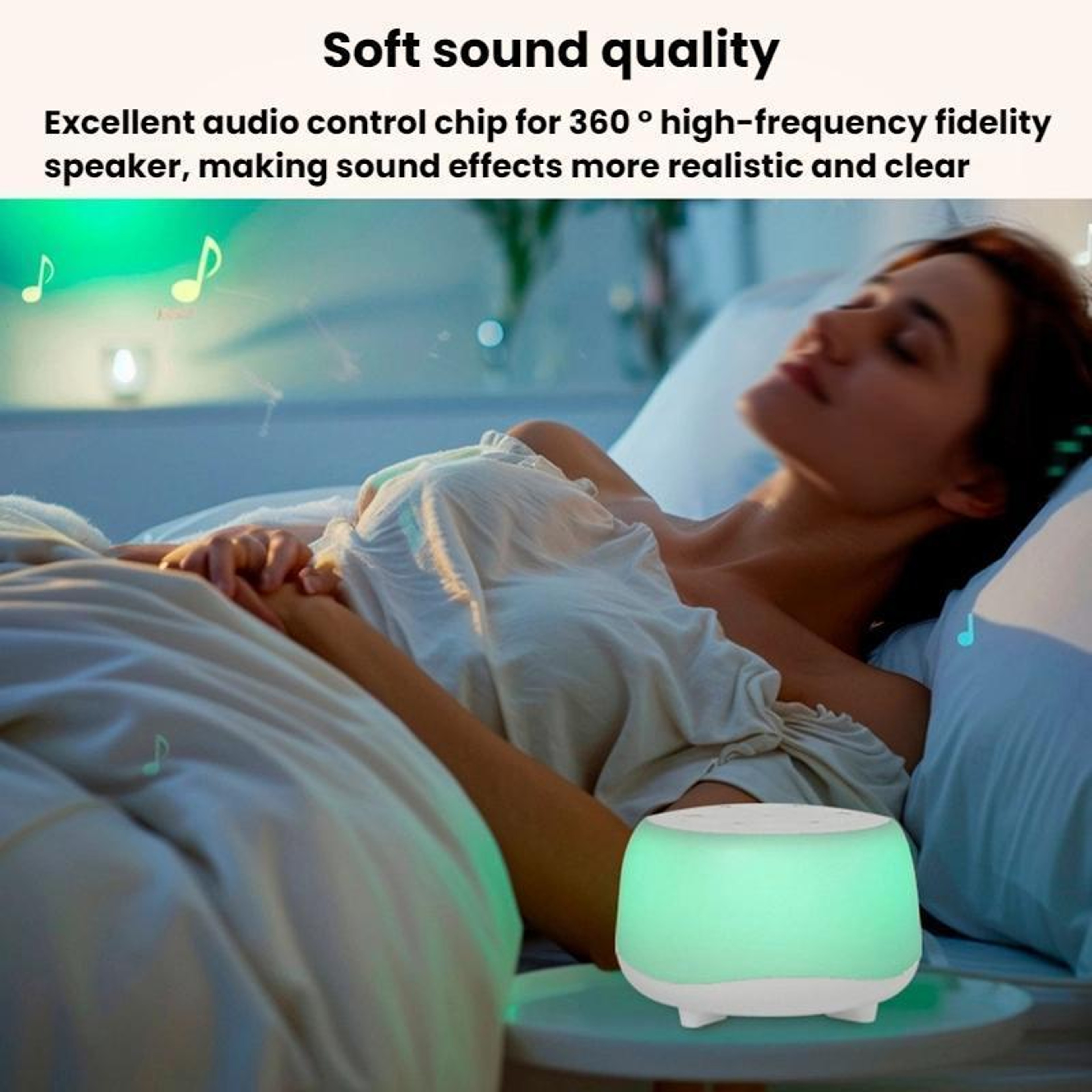 LunaGlow Portable White Noise Machine With Night Light  Sleep Sounds 5
