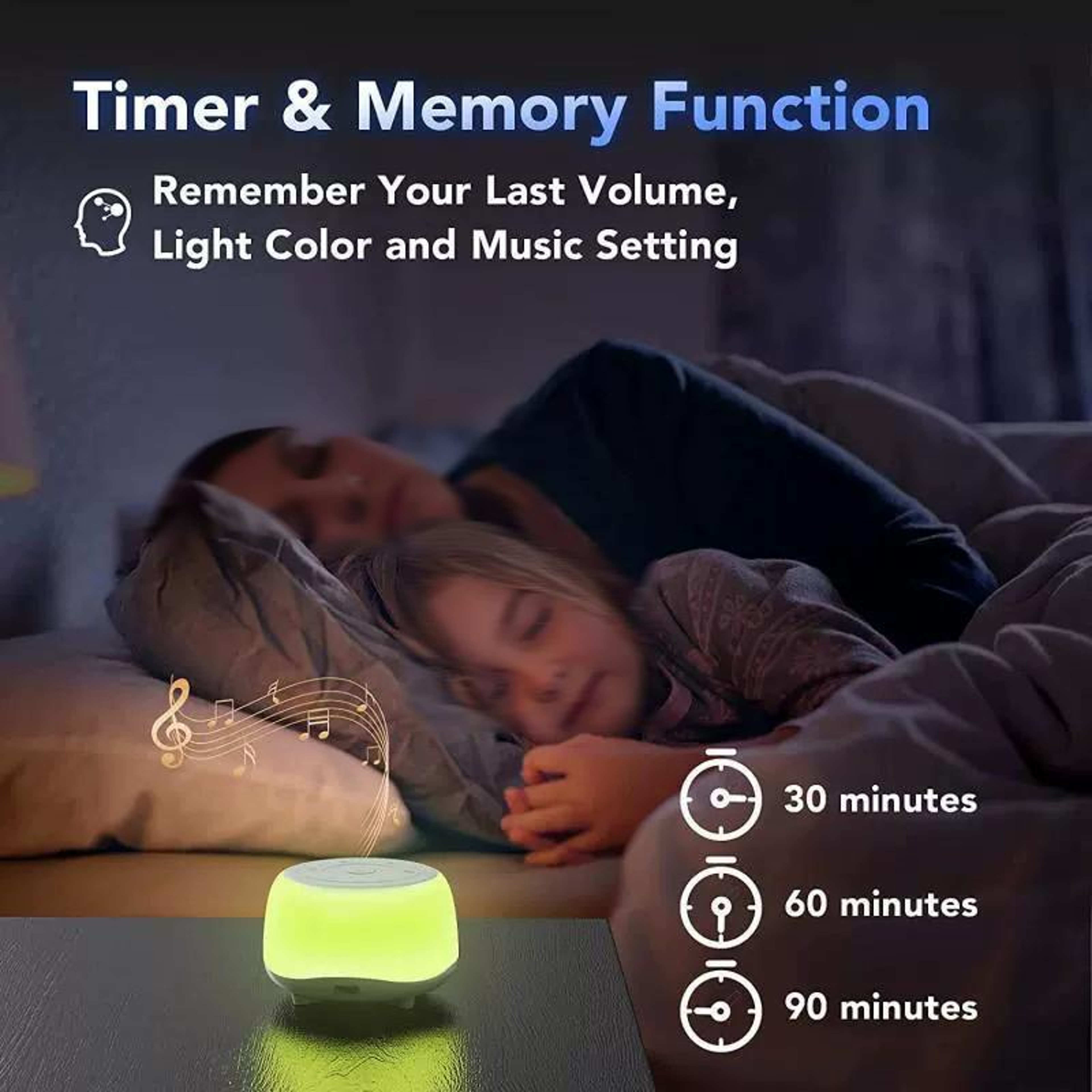 LunaGlow Portable White Noise Machine With Night Light  Sleep Sounds 6