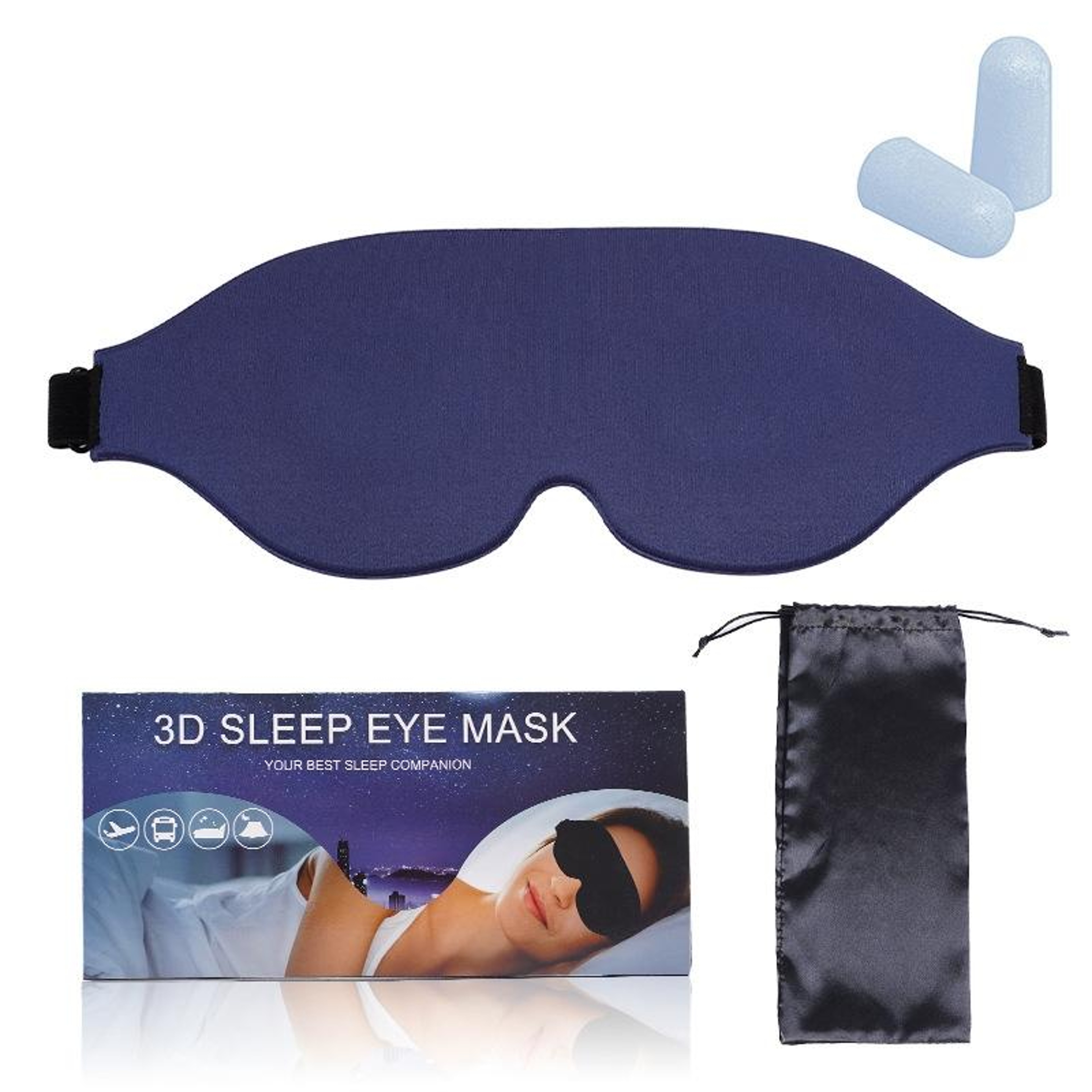 4 In 1 Sleep Eye Mask Memory Foam Blackout Mask With Earplugs For Travel And Deep Sleep 5