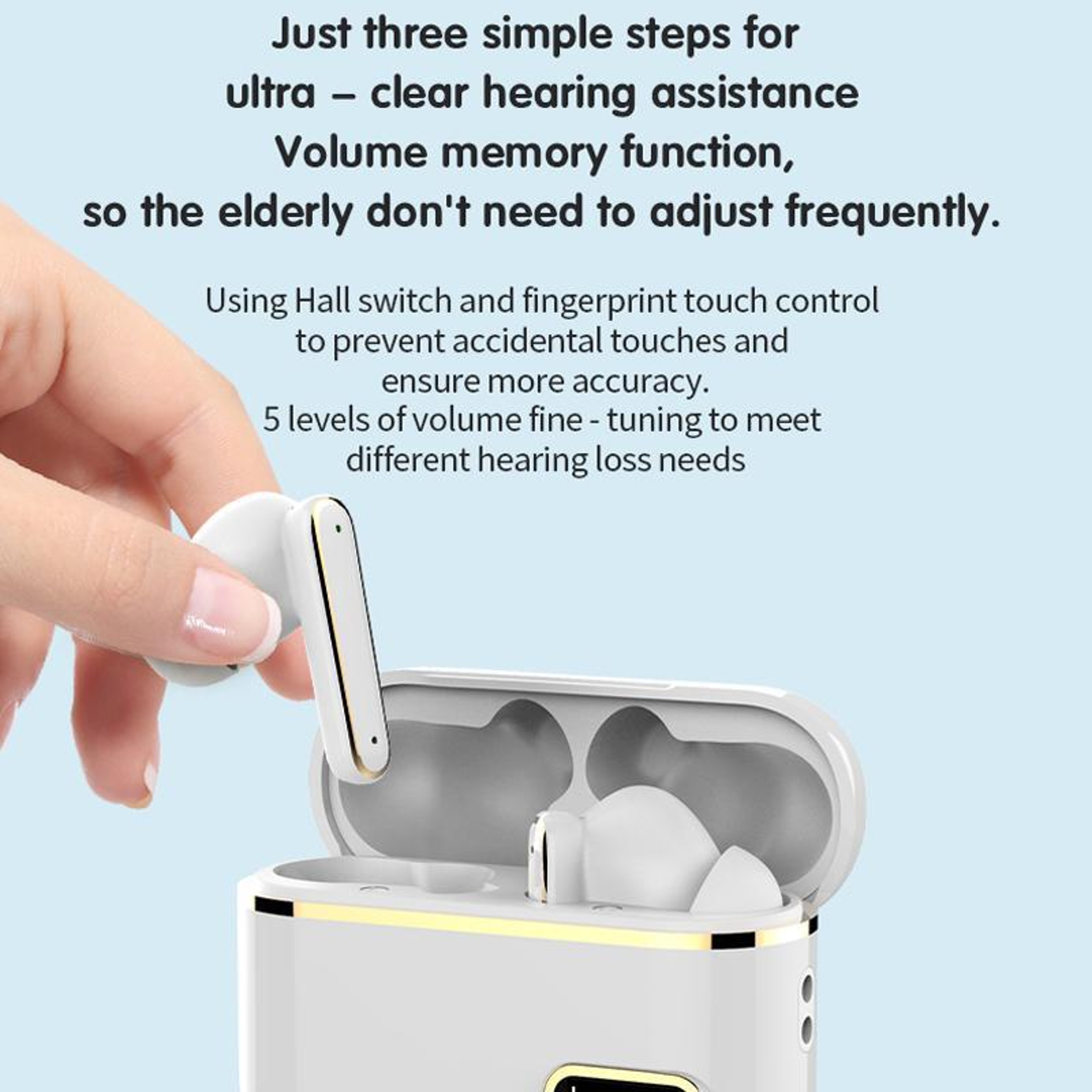 HearEase Pro Smart Touch Rechargeable Hearing Aid With Noise Reduction  Charging Case 3