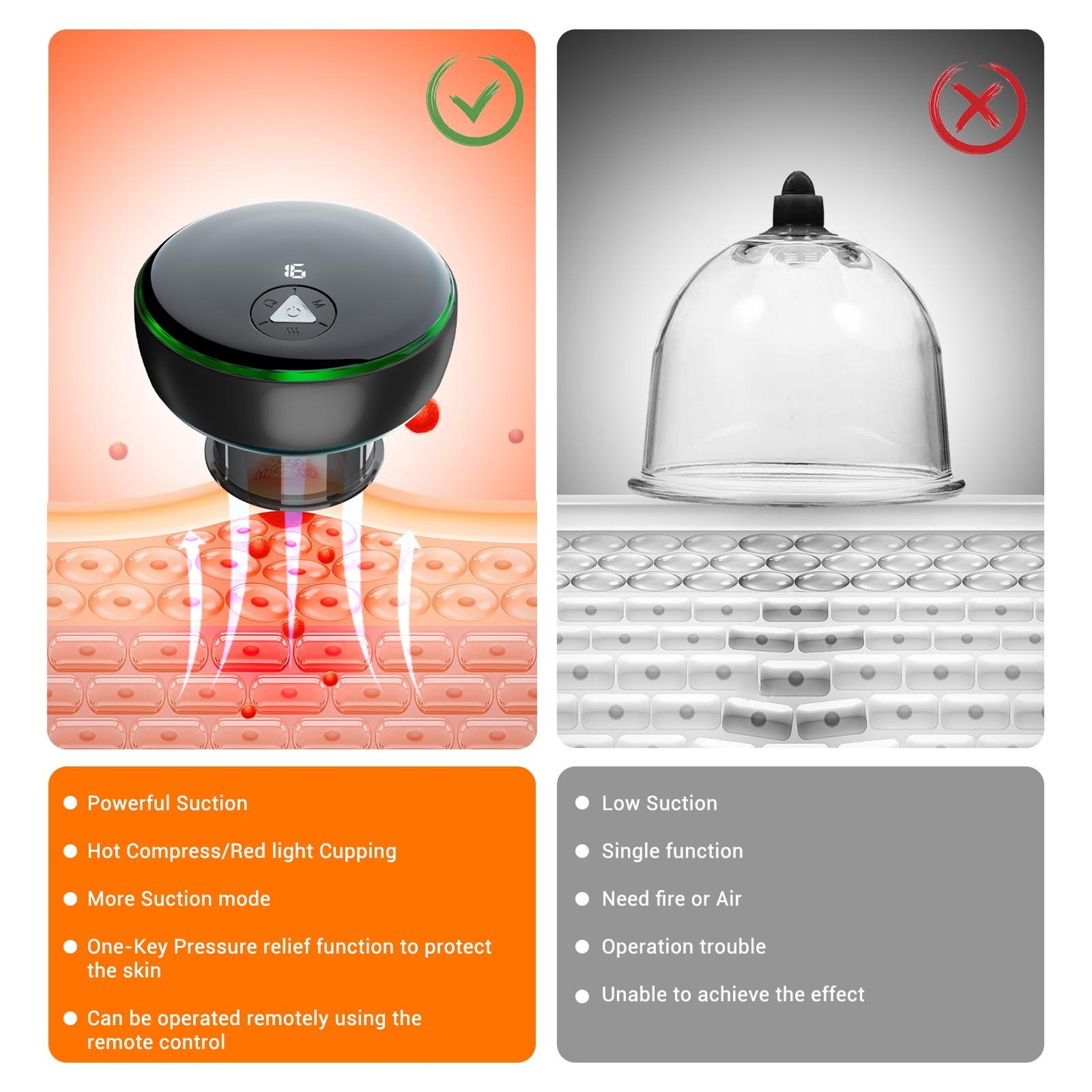Smart Heated Electric Cupping Massager With Remote Control  Deep Tissue Heat Therapy 5