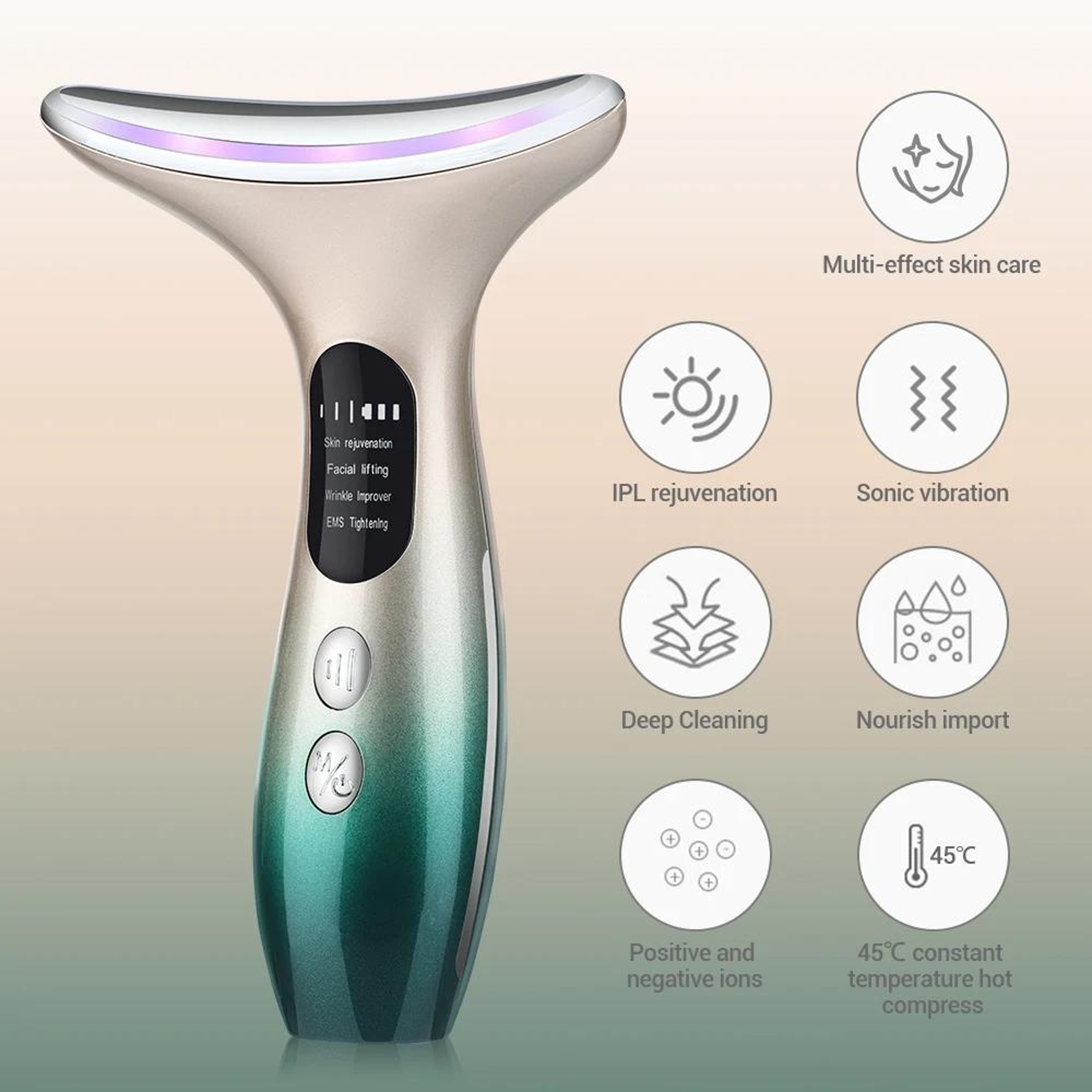 RadianceLift EMS Neck  Face Massager With LED Light Therapy And Heat Care 4