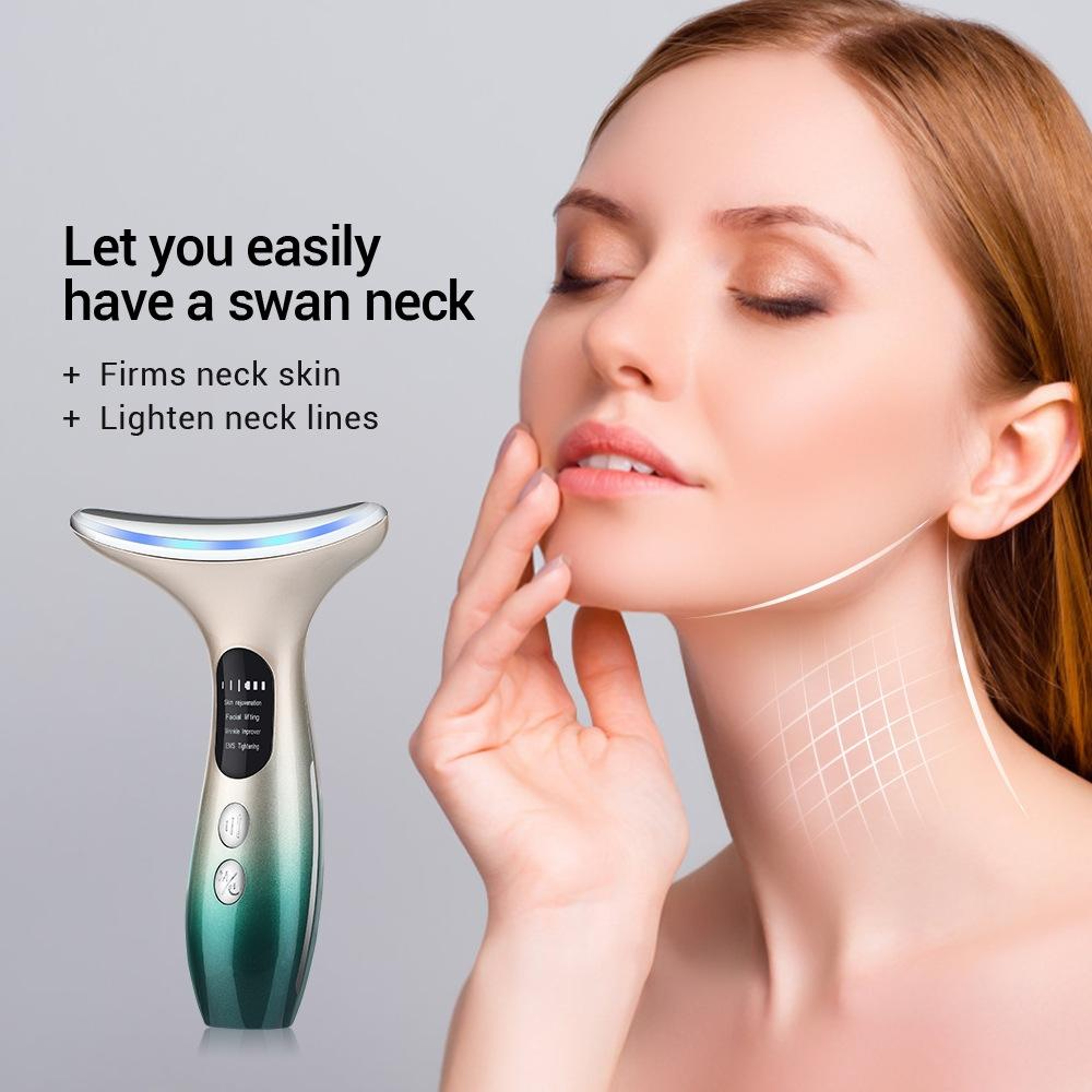 RadianceLift EMS Neck  Face Massager With LED Light Therapy And Heat Care 9
