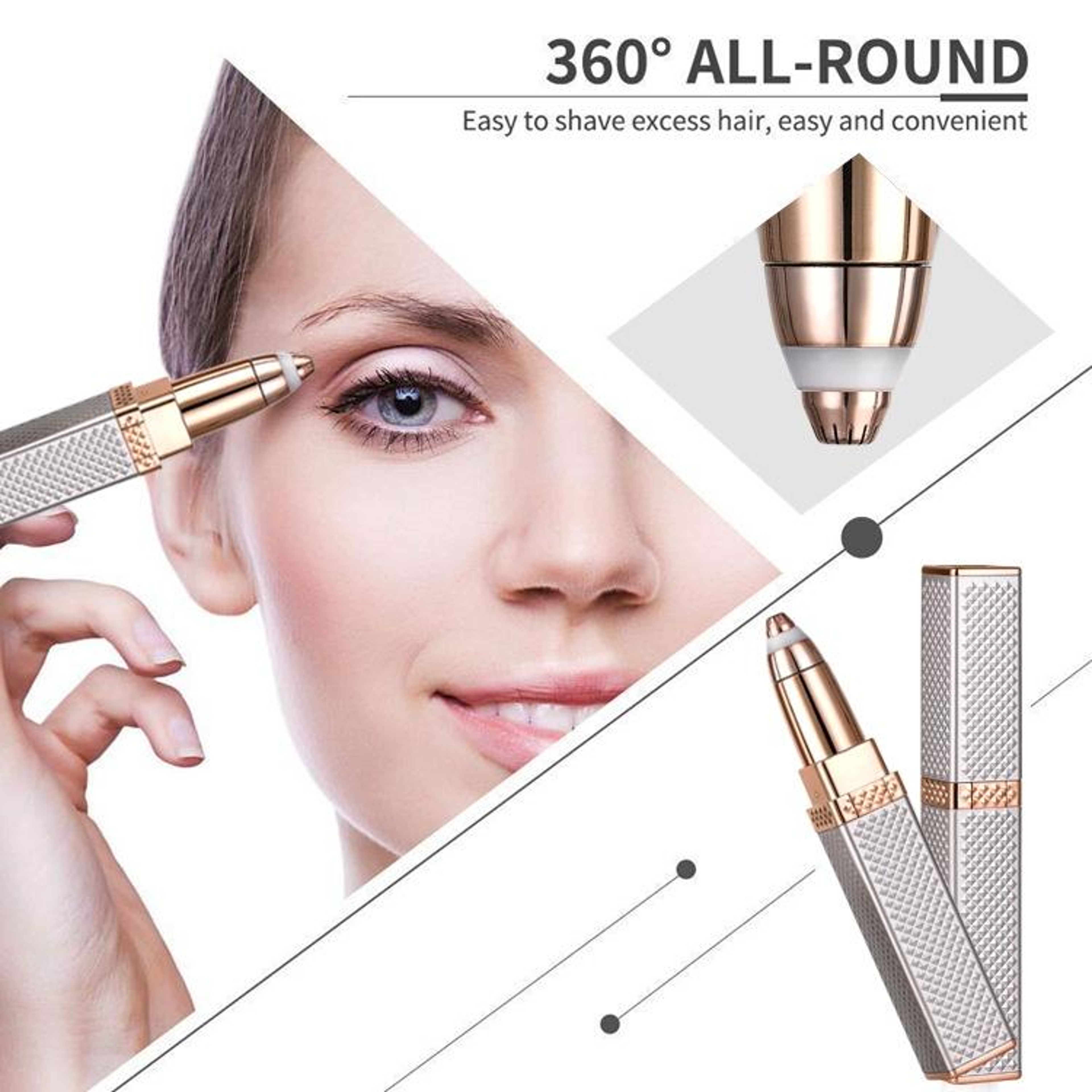 2 In 1 USB Rechargeable Eyebrow Trimmer  Facial Hair Remover For Women 6