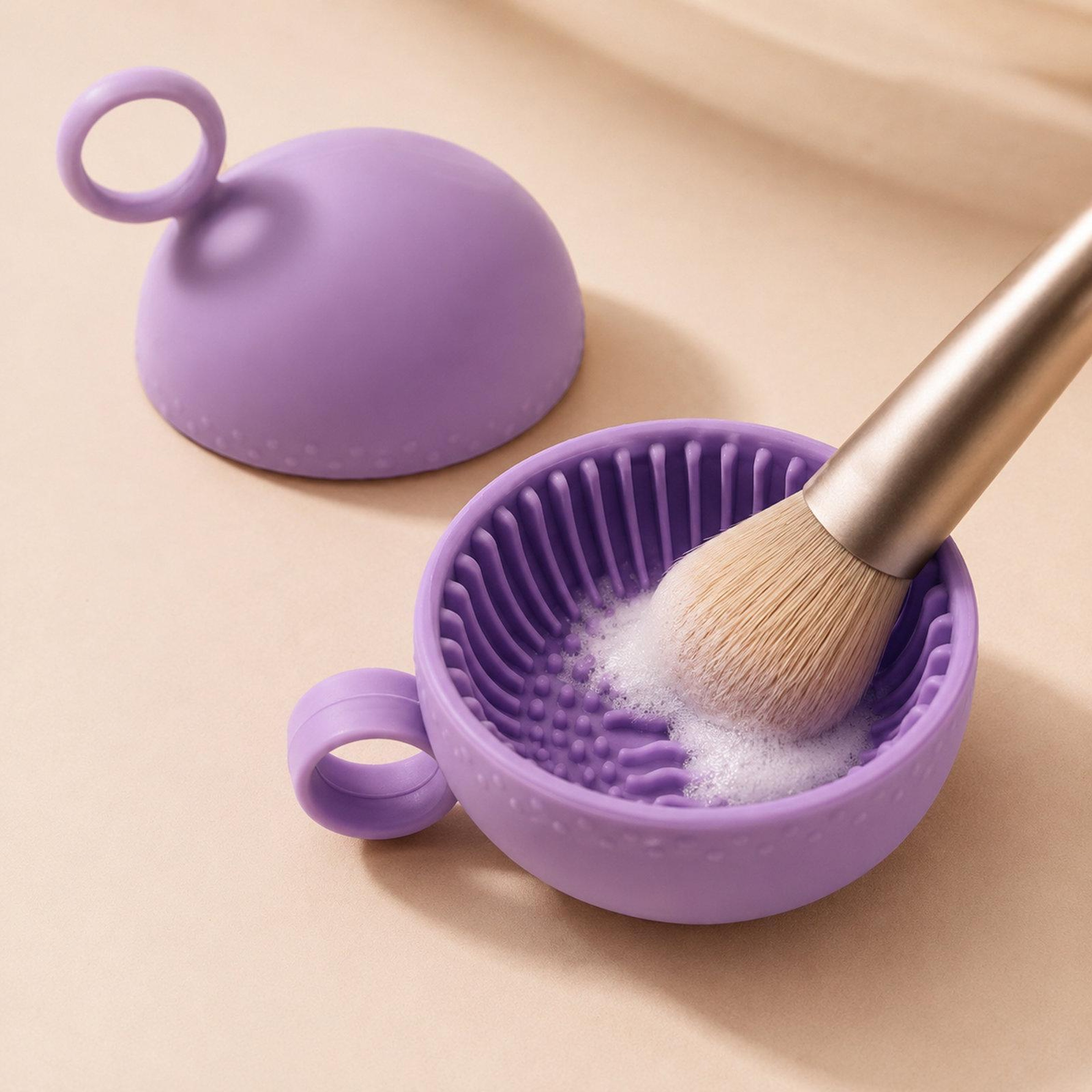 Silicone Makeup Brush Cleaner Bowl Travel Scrubber Cup with Hanging Loop – view 1