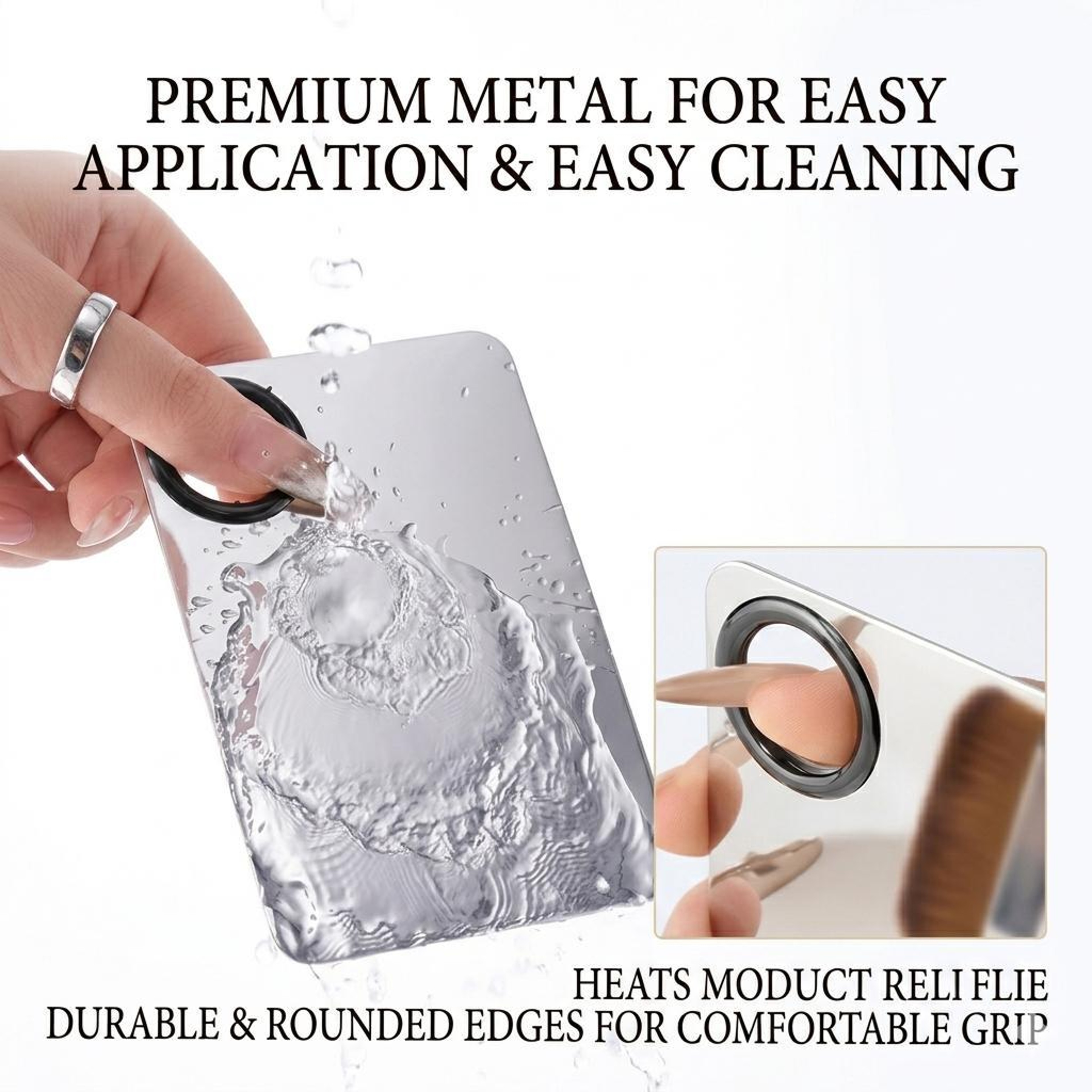 Flawless Blend 5 Piece Makeup Mixing Palette  Foundation Spatula Set With Brush And Powder Puff 4