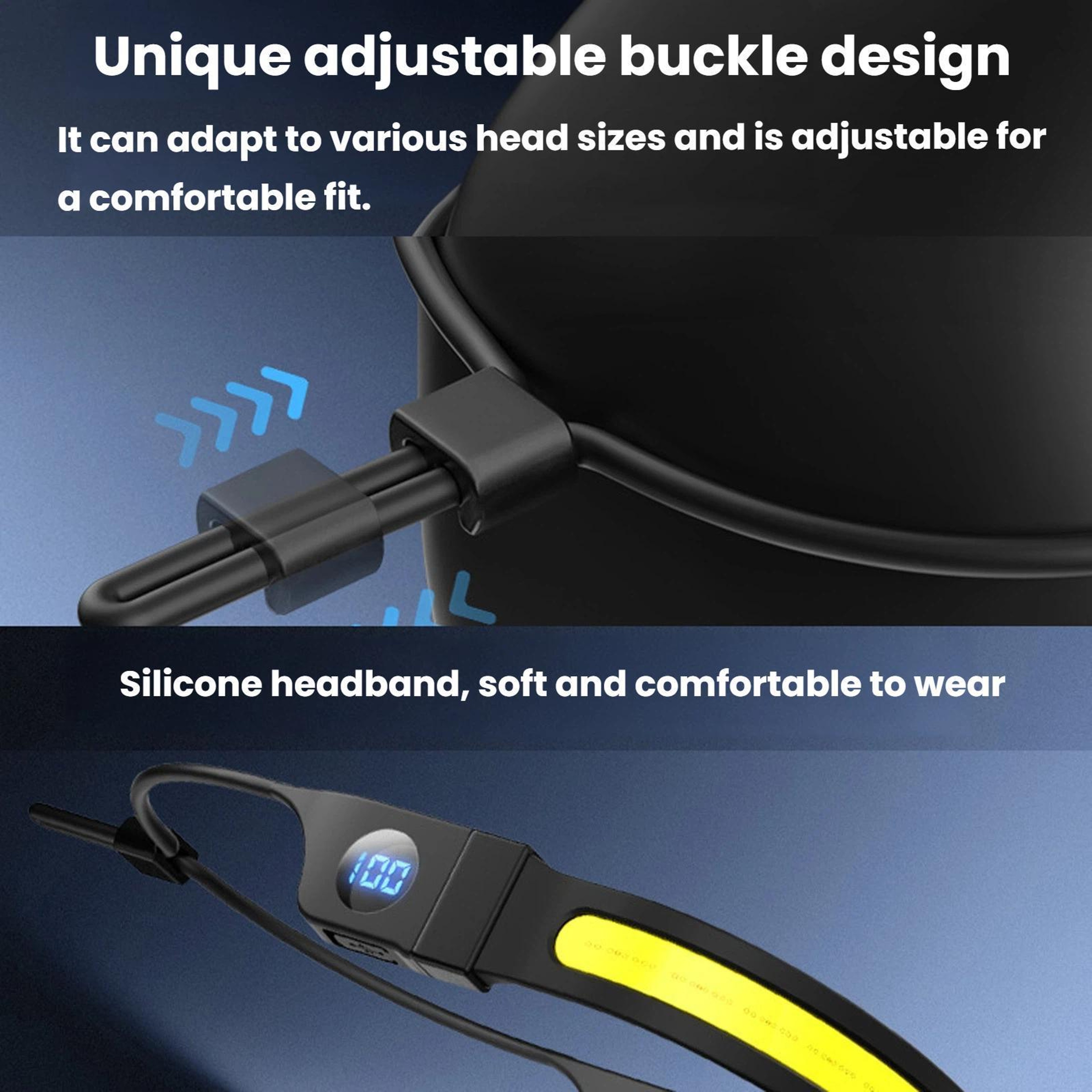 LumaFlex Rechargeable LED Headlamp with Digital Power Display & COB Wide Beam Light – view 6