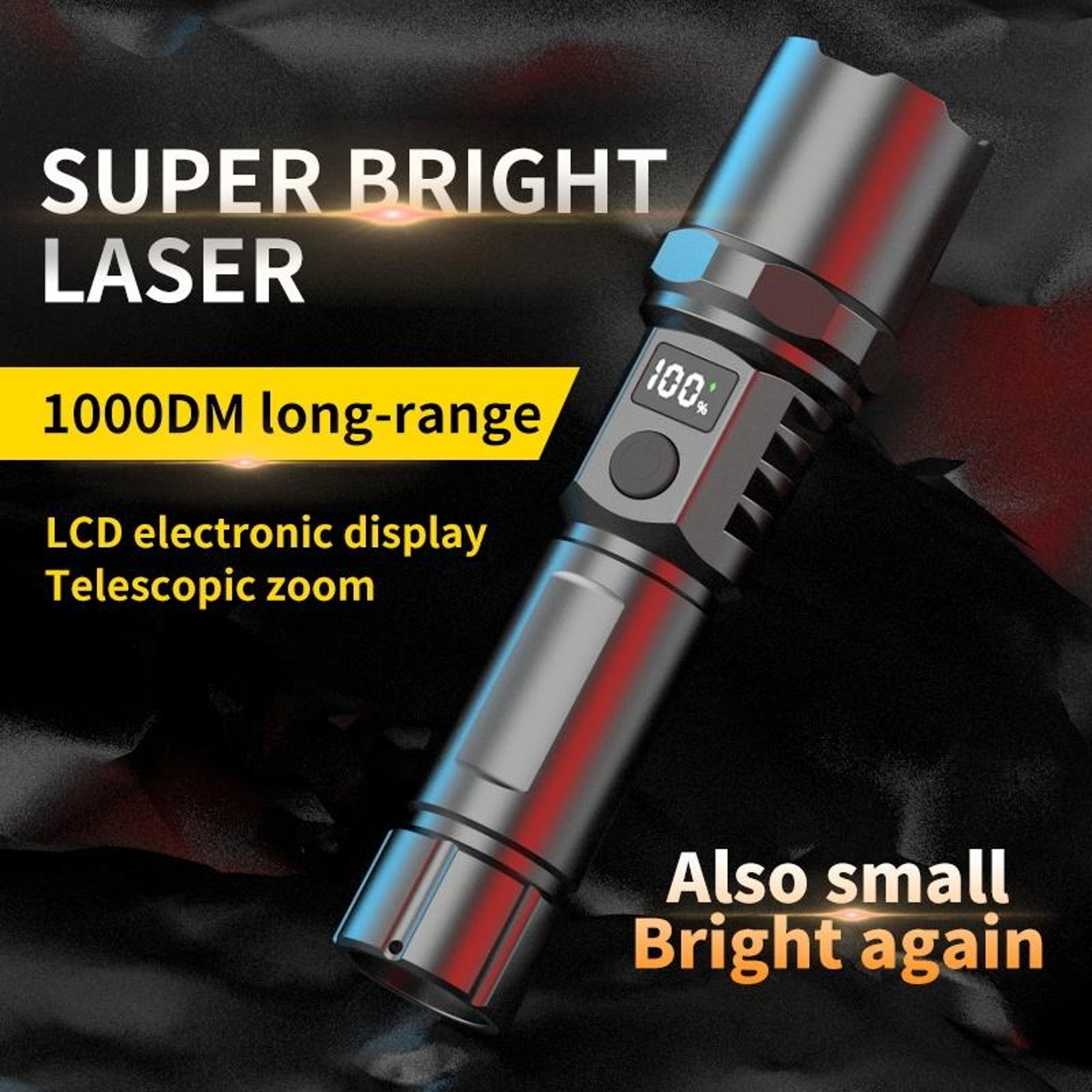 LumiZoom Rechargeable LED Flashlight With LCD Power Display  Adjustable Focus 1