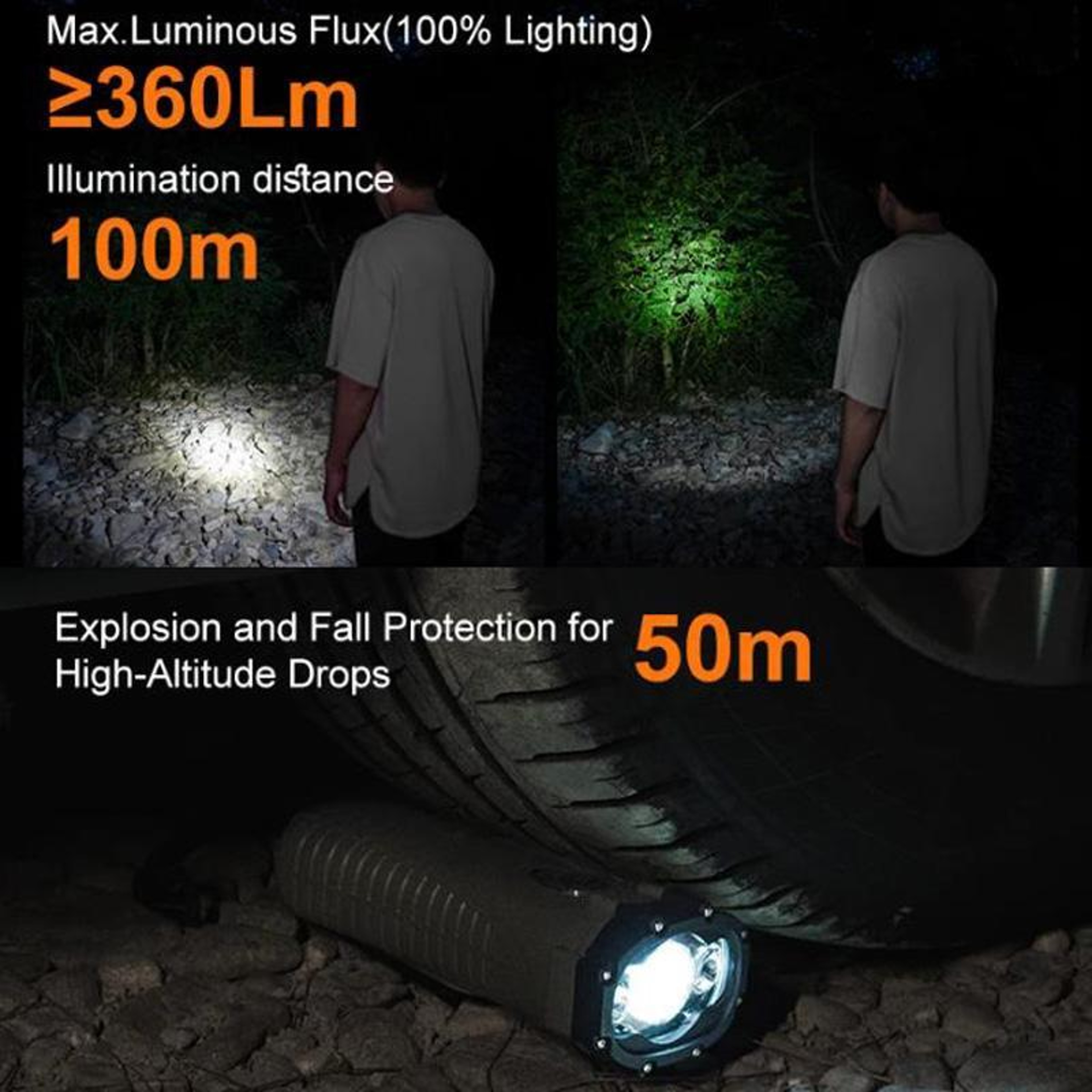 Hand Crank Emergency Flashlight Waterproof Rechargeable LED Torch With Power Bank  SOS Alarm 2
