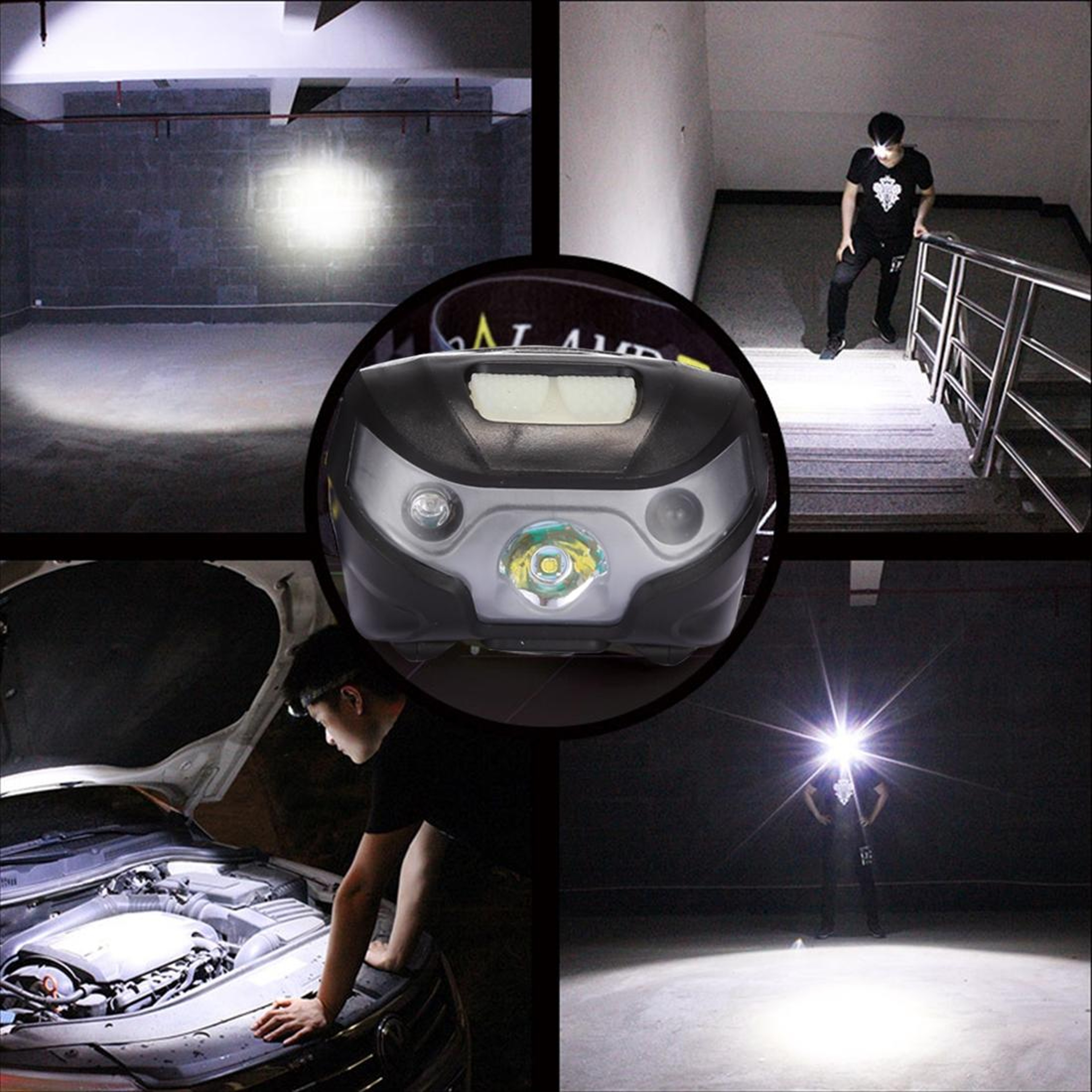 Motion Sensor Rechargeable LED Headlamp Waterproof USB Head Torch For Running Camping  Fishing 6
