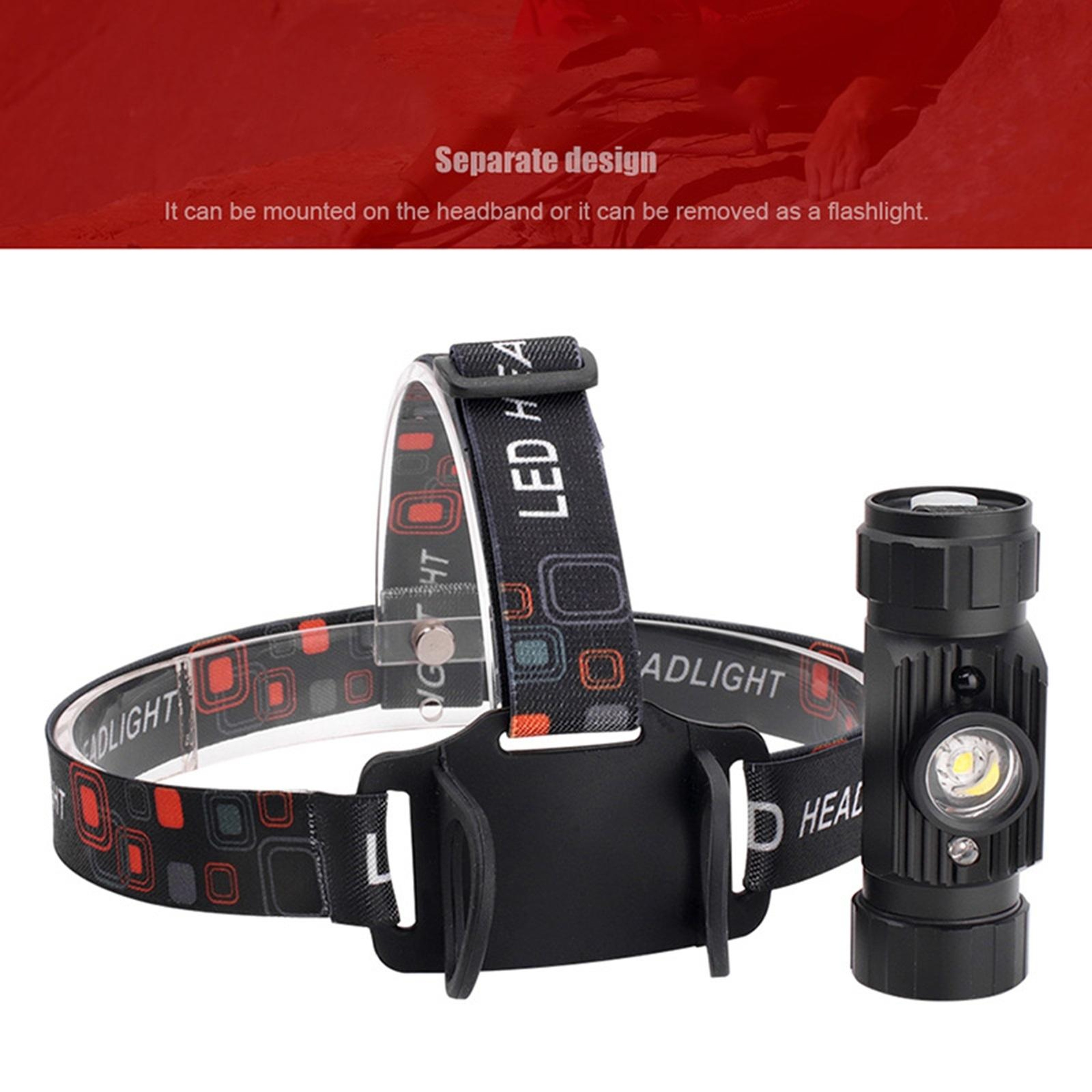 Motion Sensor LED Headlamp Rechargeable Waterproof Head Torch For Fishing Camping  Outdoor Work 3