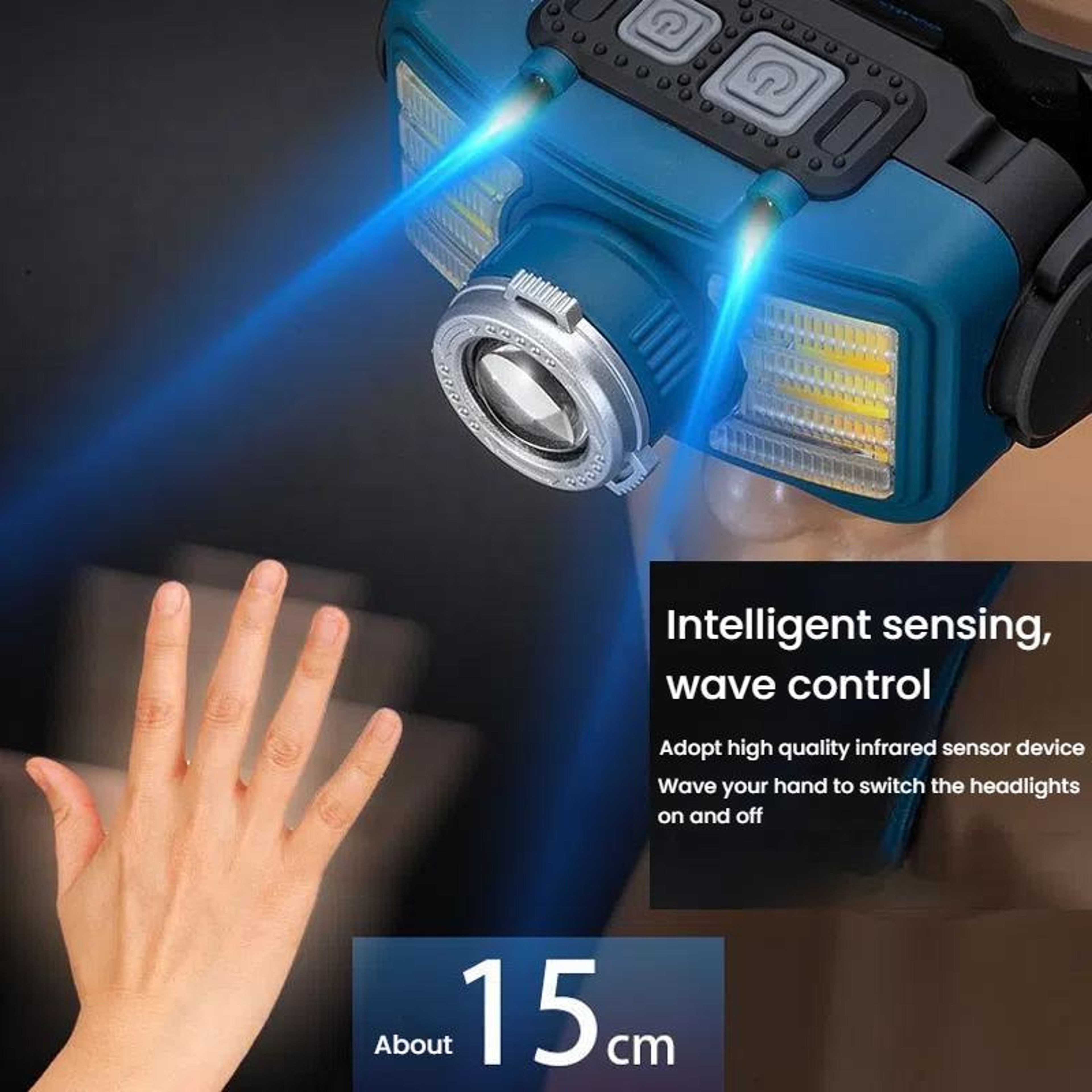 W6100A Motion Sensor LED Headlamp Rechargeable COB Camping Light For Hiking Fishing  Night Running 5