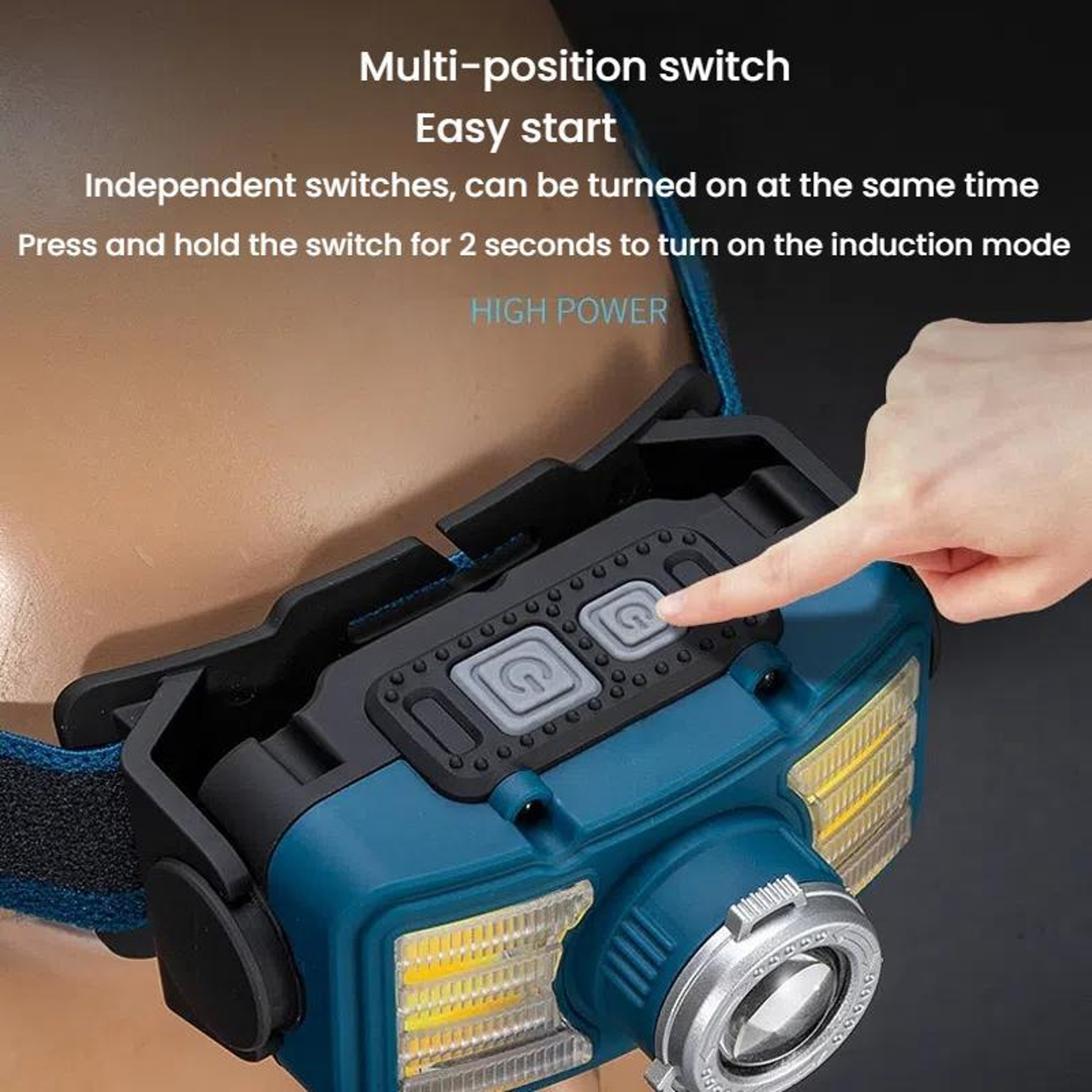 W6100A Motion Sensor LED Headlamp Rechargeable COB Camping Light For Hiking Fishing  Night Running 4