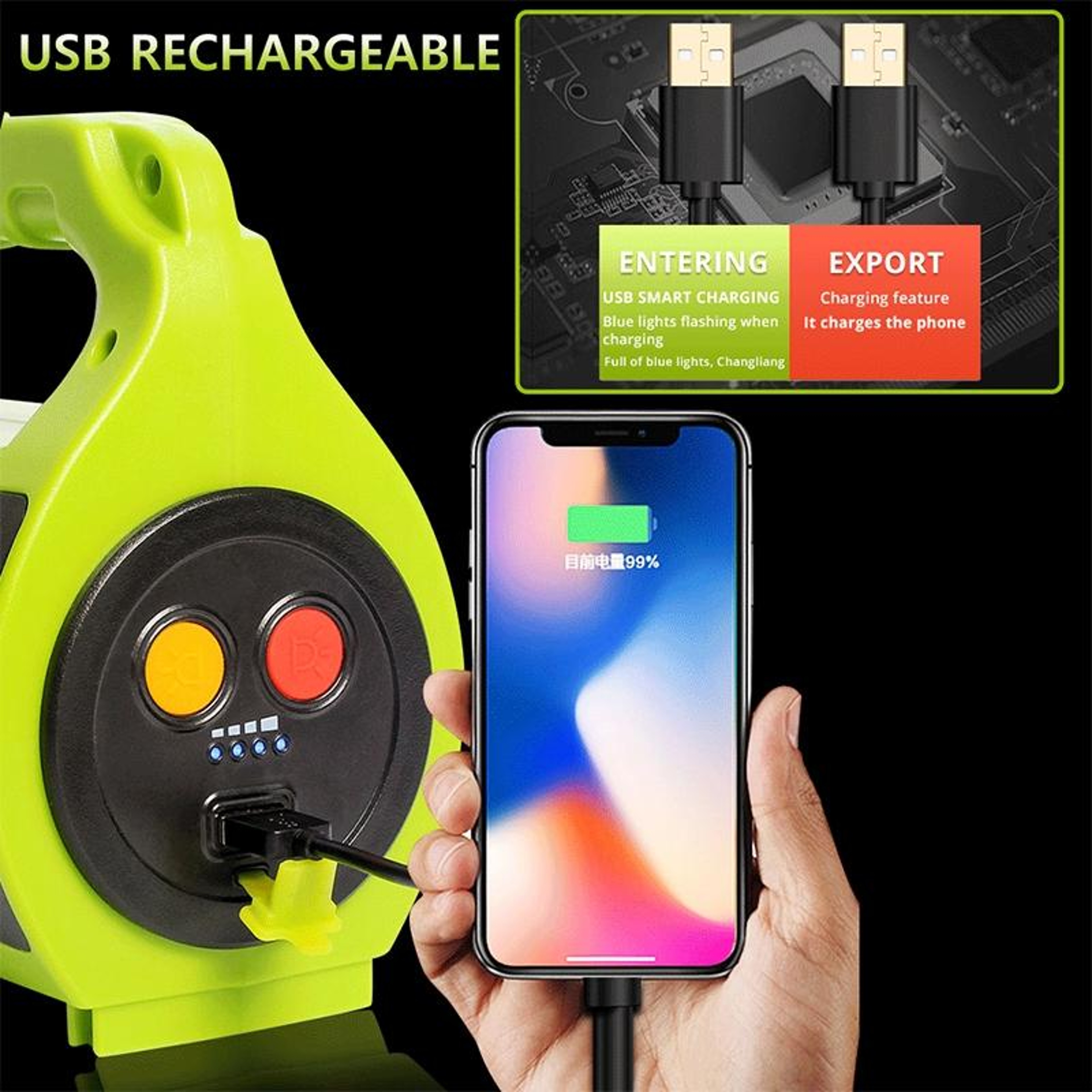 1000LM USB Rechargeable LED Searchlight Power Bank For Camping Emergencies  Outdoor Adventures 2