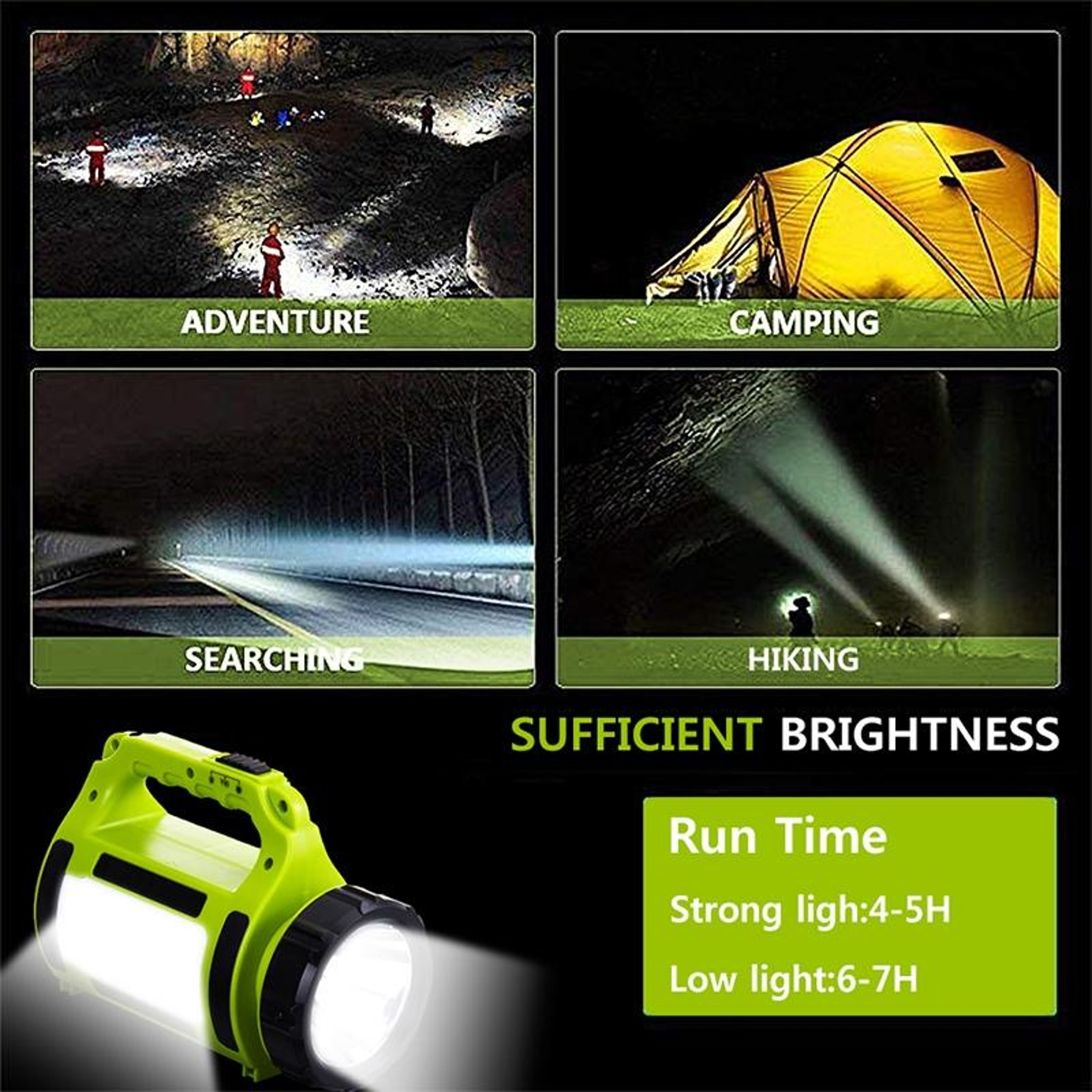 1000LM USB Rechargeable LED Searchlight Power Bank For Camping Emergencies  Outdoor Adventures 3