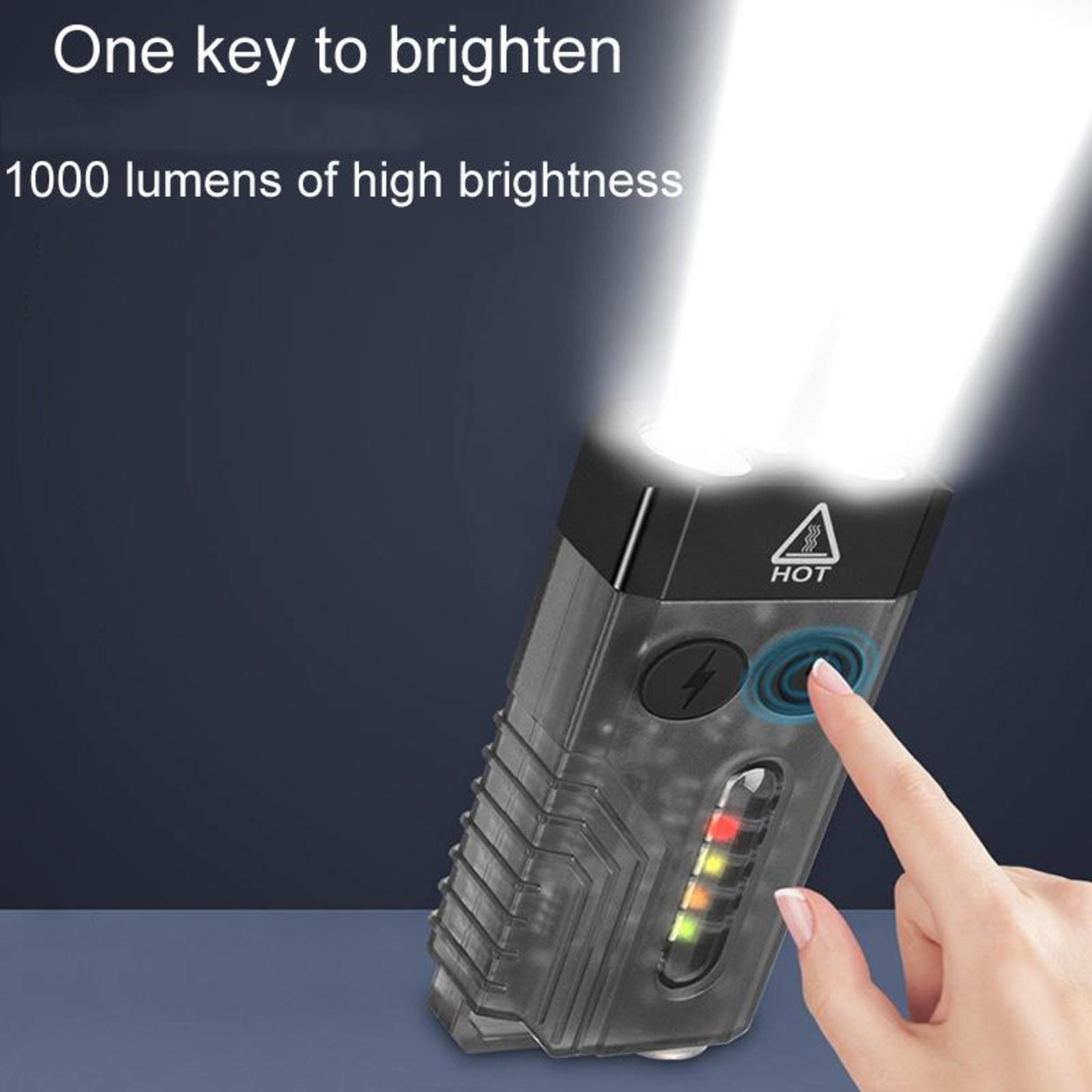 V10 Rechargeable Keychain Flashlight 1000LM Mini EDC Torch With UV Light  Emergency Alarm 2