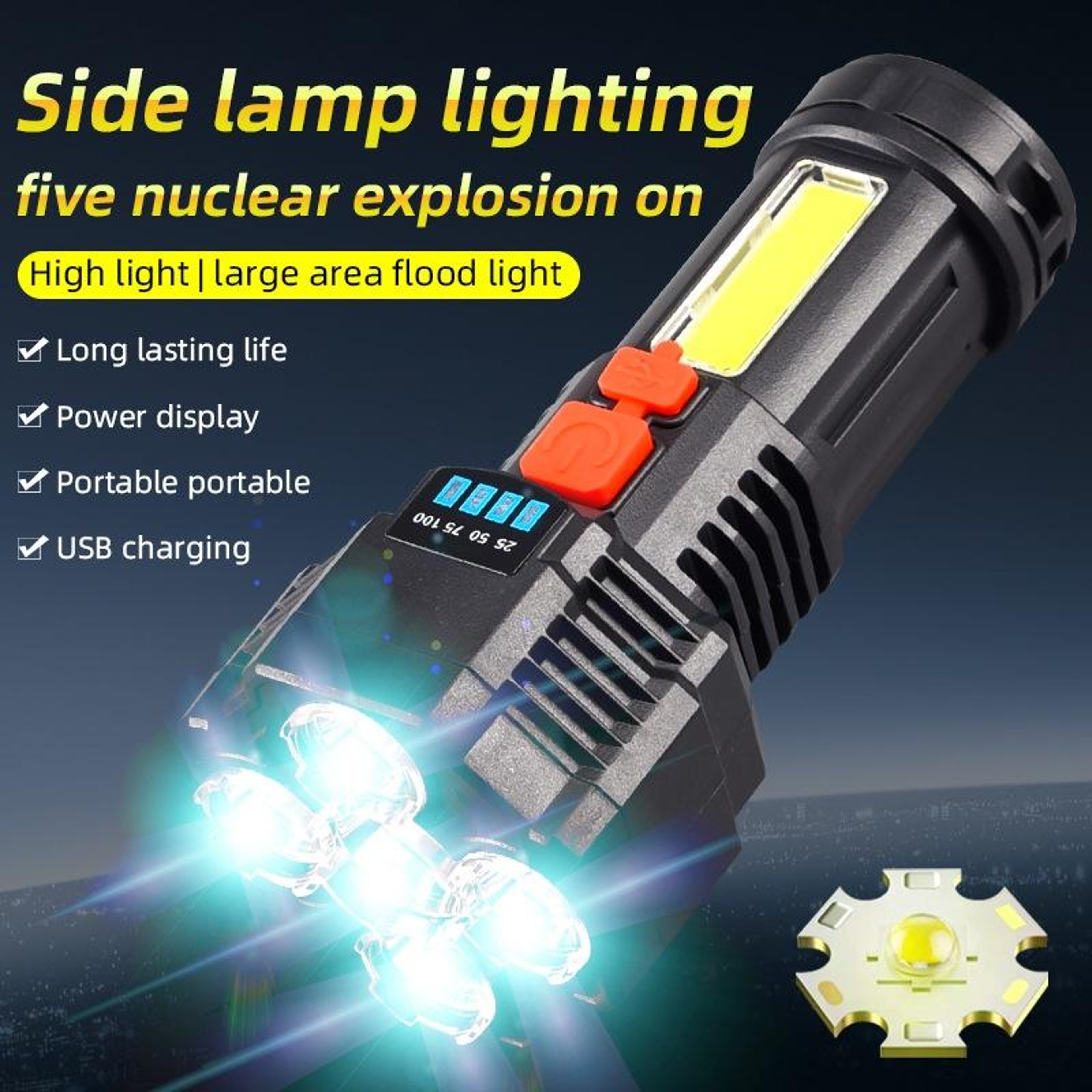 F T25 USB Rechargeable Flashlight Powerful 5 Core LED Tactical Torch for Camping & Emergencies – view 2