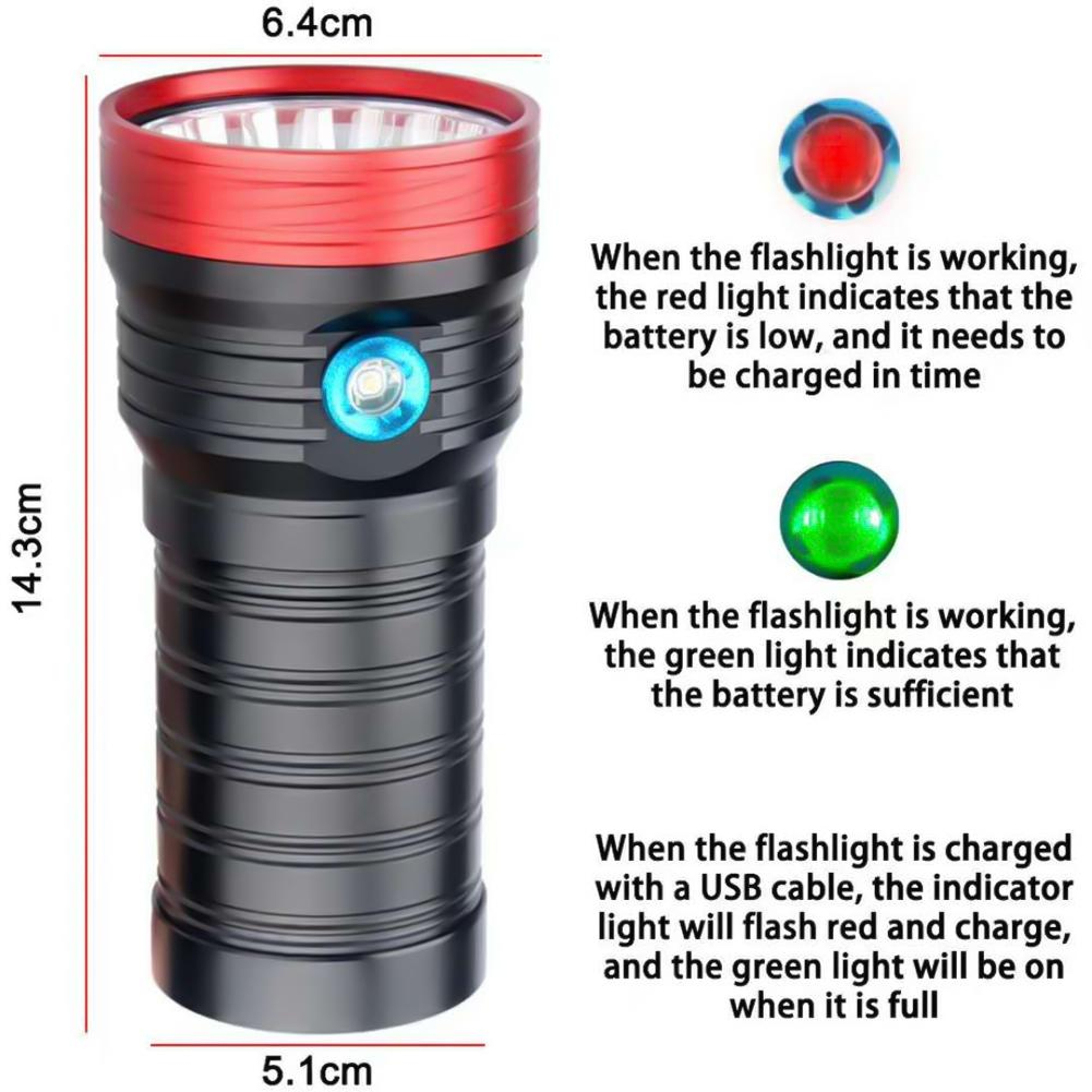 DB18 UltraBeam 18 T6 High Power LED Tactical Flashlight With USB Rechargeable Battery Set 3