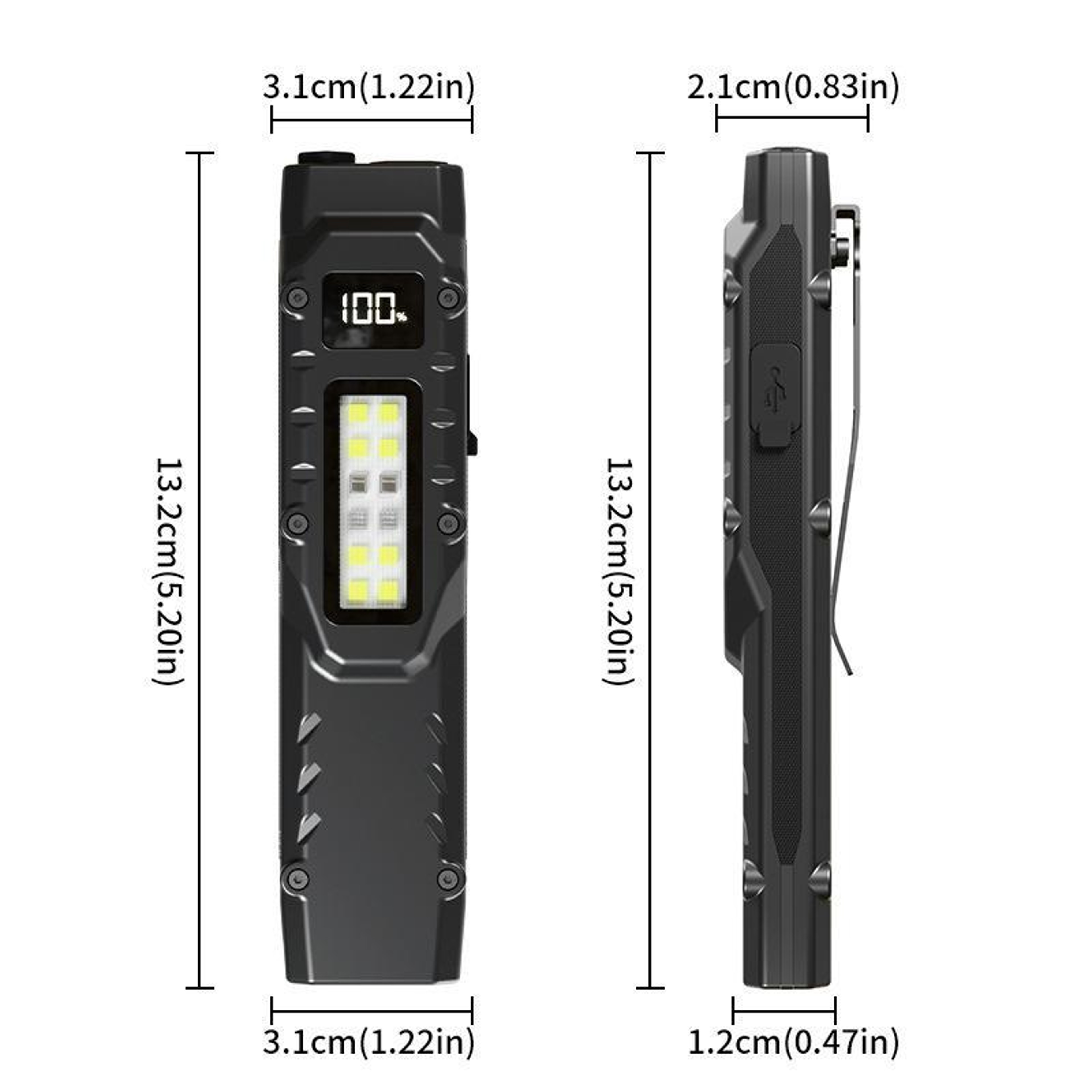 Outdoor Rechargeable Mini Tactical EDC Flashlight With Pen Clip  Multi Mode LED 6