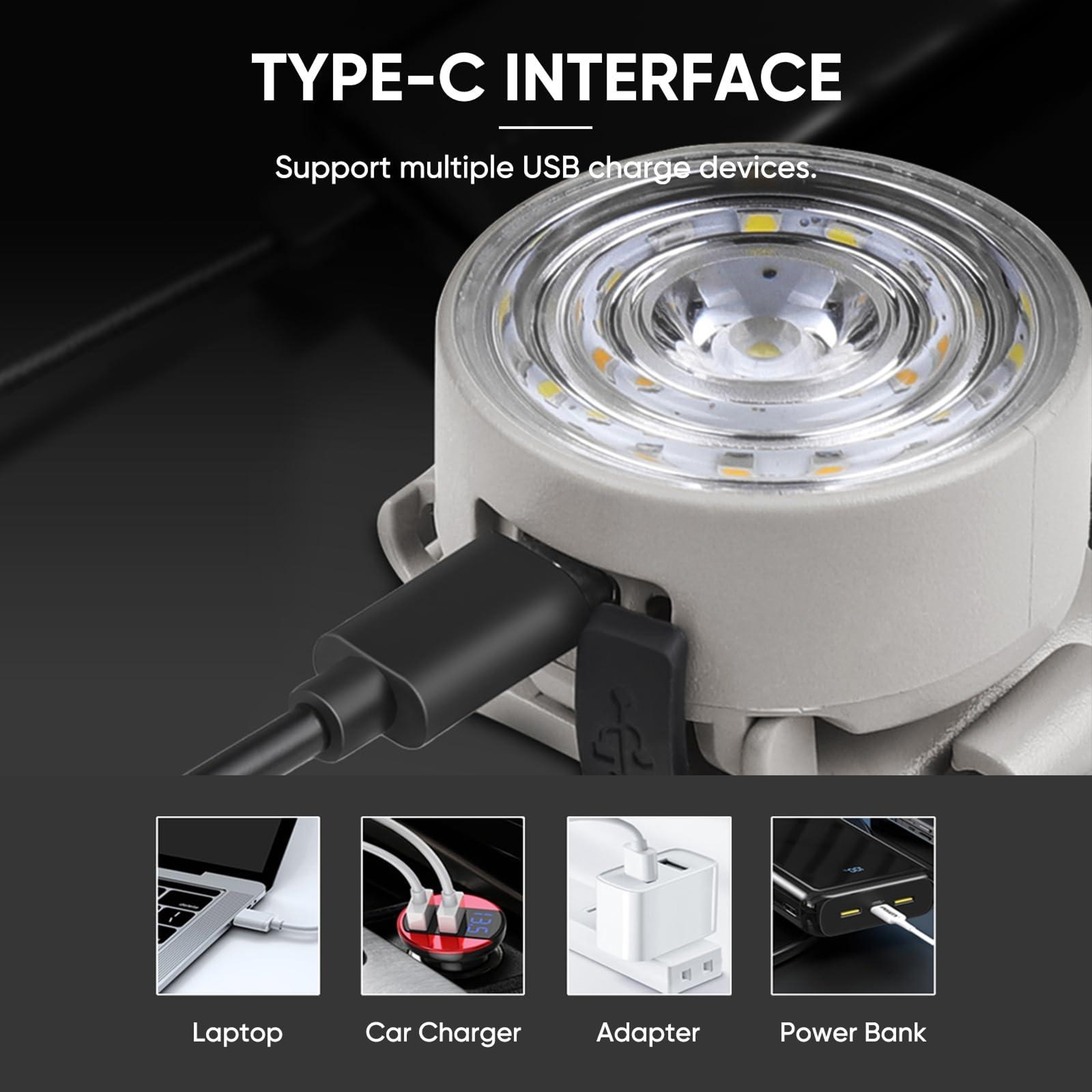 All In One USB Rechargeable Headlamp COB Light Strong Bright Cycling  Outdoor Headlight 5
