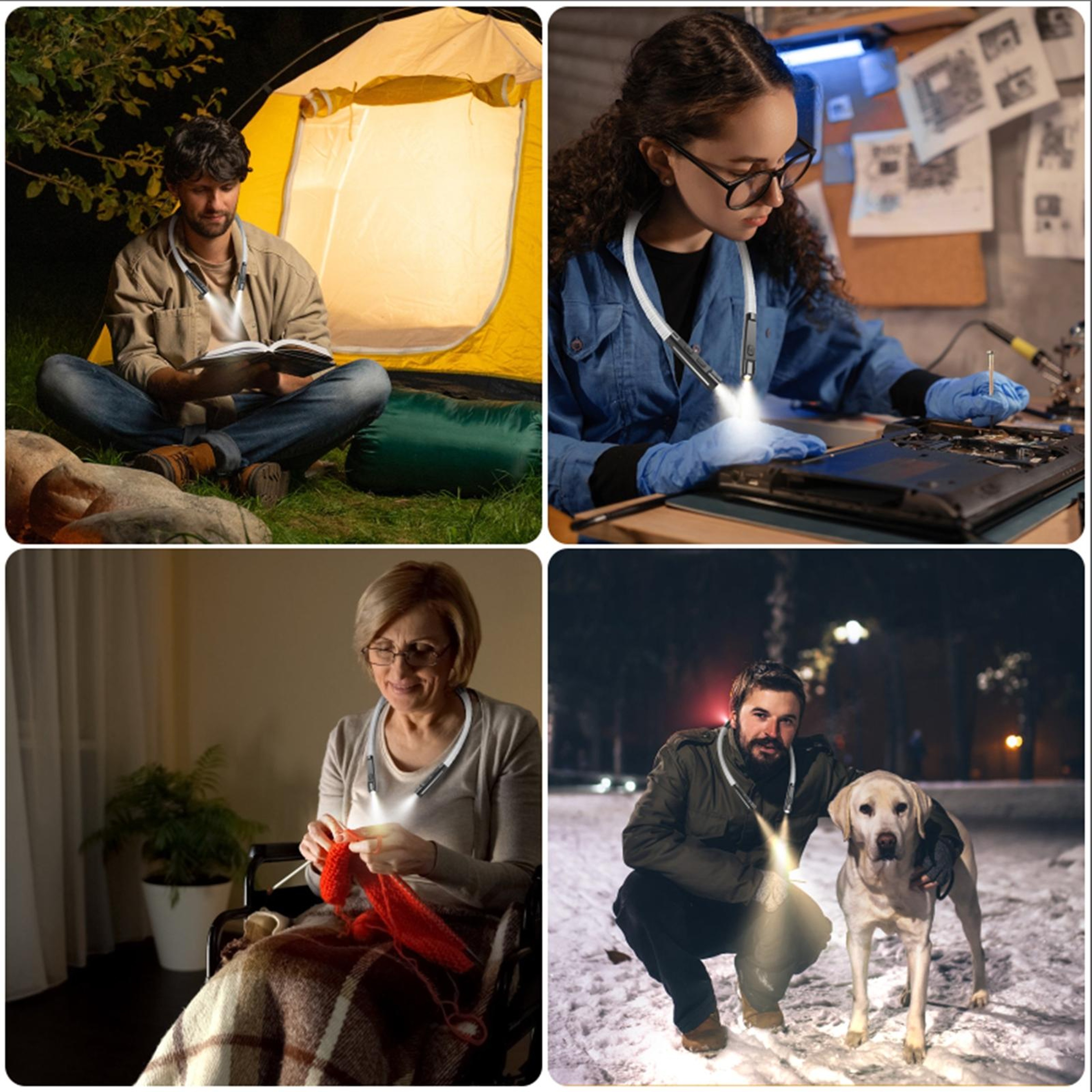 Rechargeable LED Neck Reading Light With 3 Color Modes  Flexible Hands Free Design 4