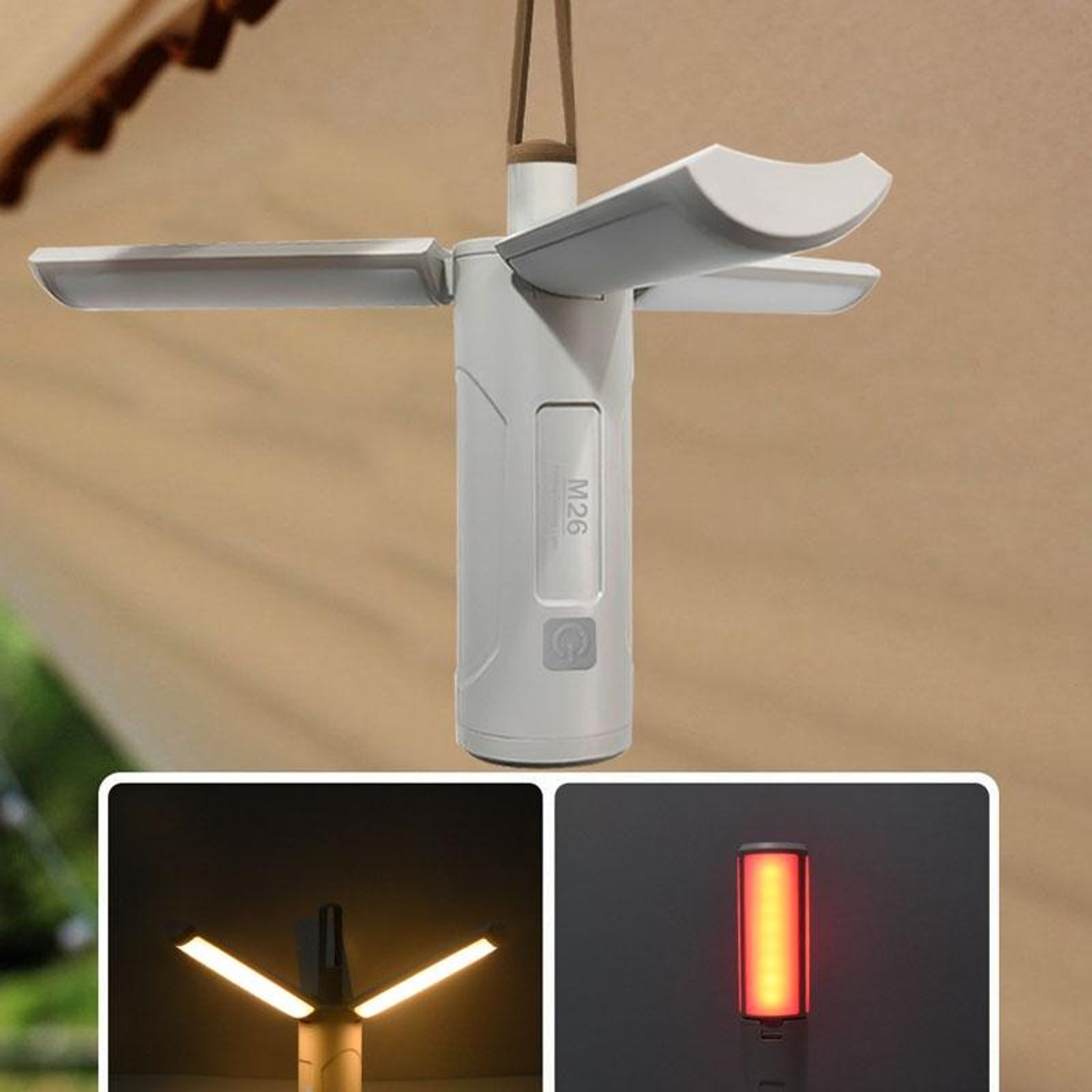 3500mAh Foldable Handheld Camping Light With Triple Leaf Hook Flashlight 9