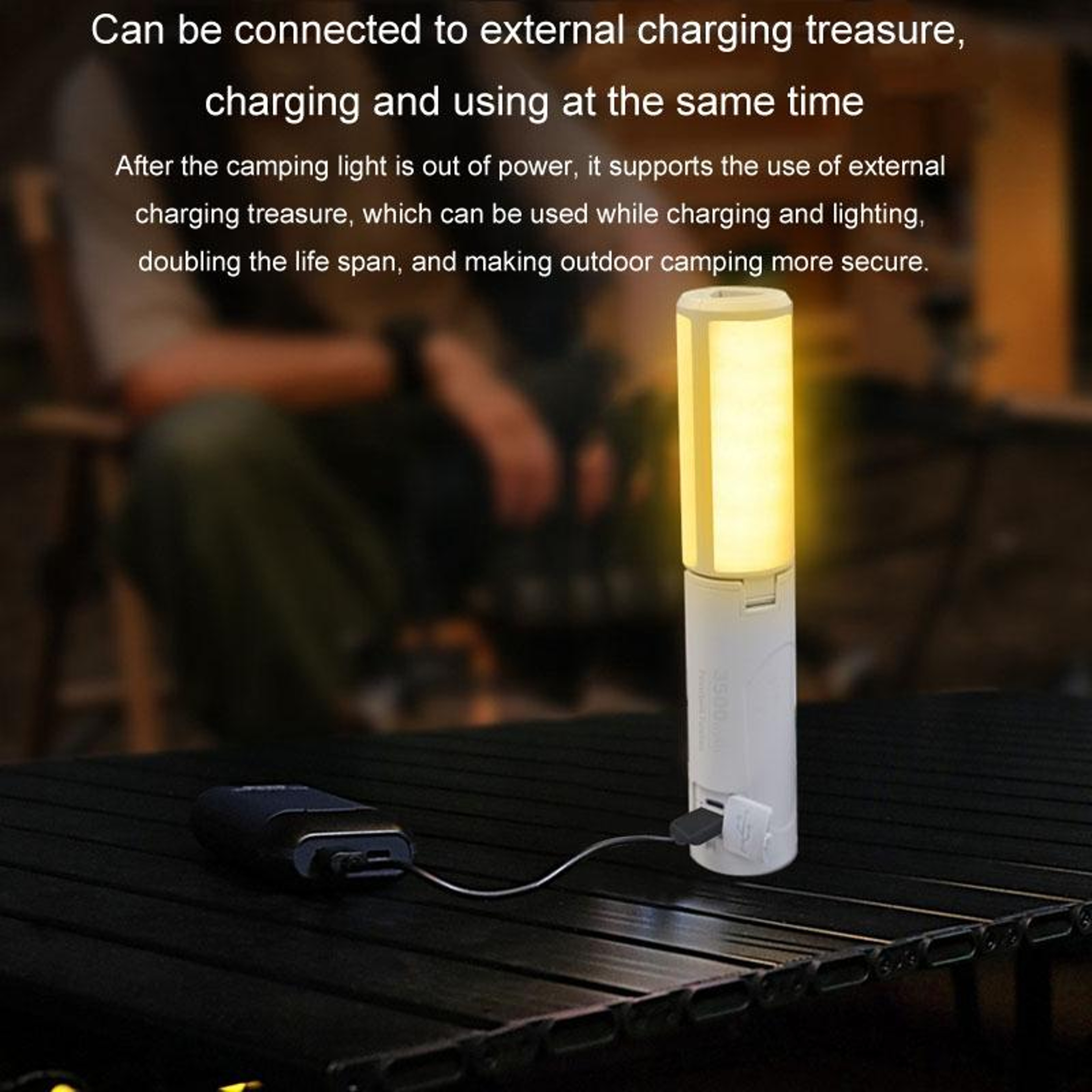 3500mAh Foldable Handheld Camping Light With Triple Leaf Hook Flashlight 3