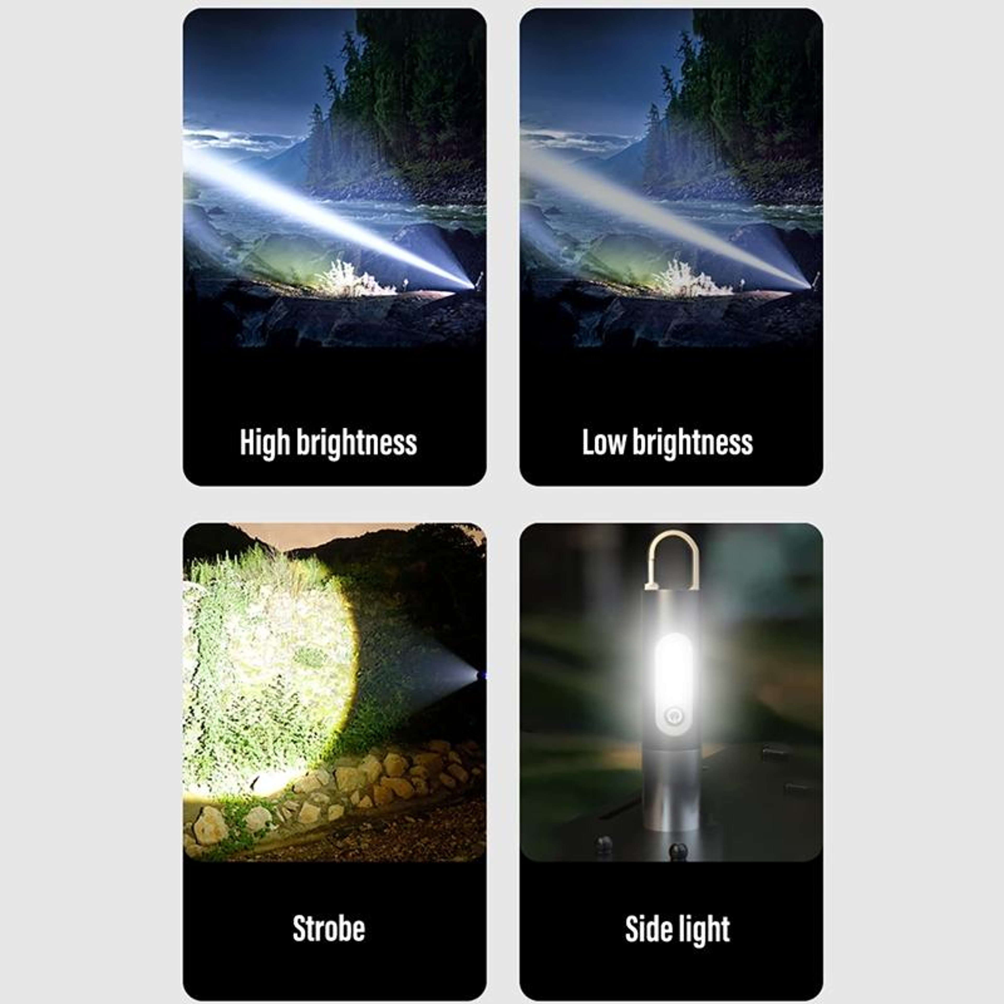 XHP50 Rechargeable LED Flashlight With Zoom Focus  Camping Lantern Diffuser 5