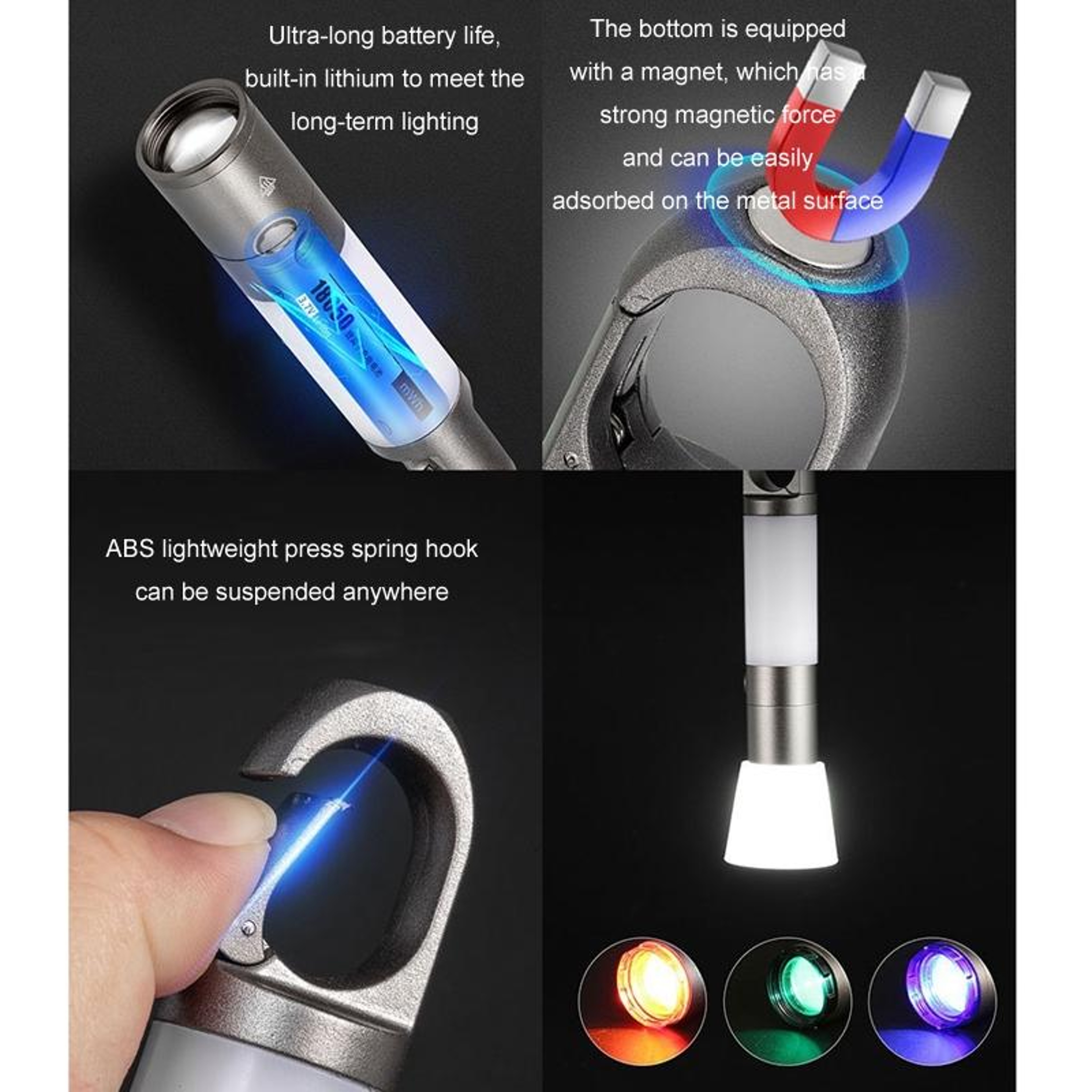 Long Range Laser Flashlight Camping Lantern With Magnetic Base  USB C Rechargeable Light 3
