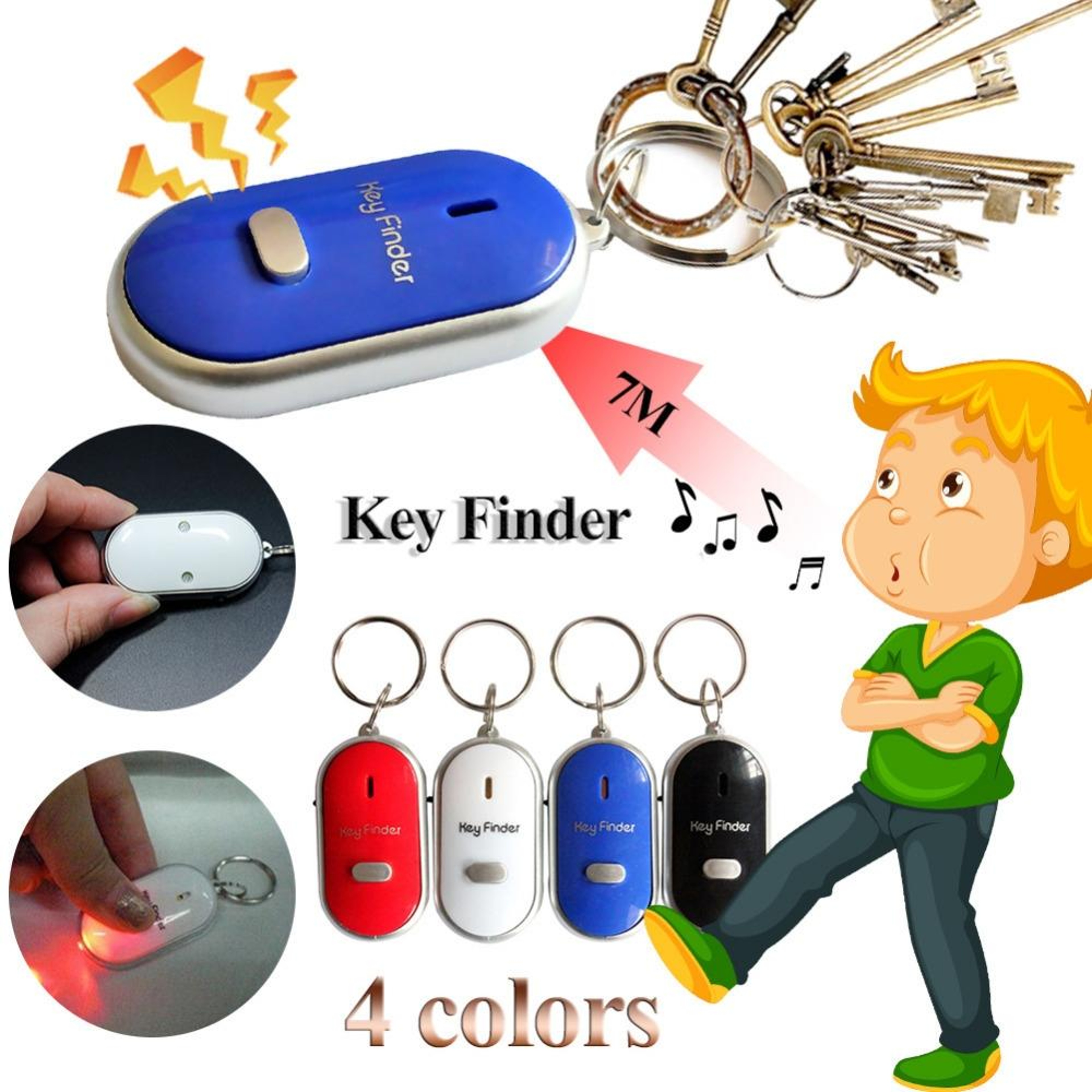 Whistle Activated LED Key Finder Locator With Flash  Beep 5